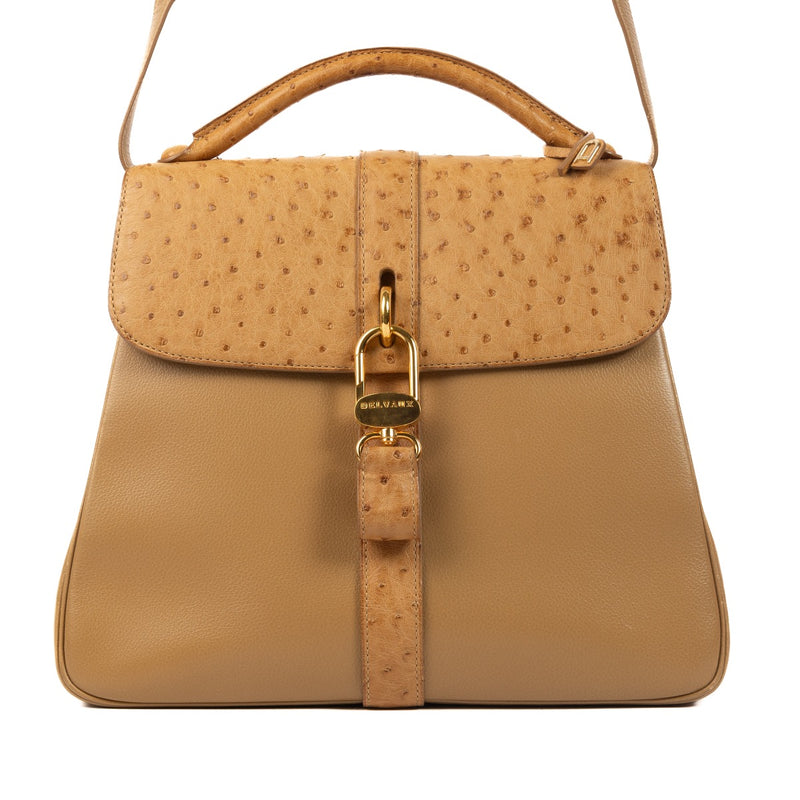Delvaux Ostrich Sahara Gin Fizz Shoulder Bag