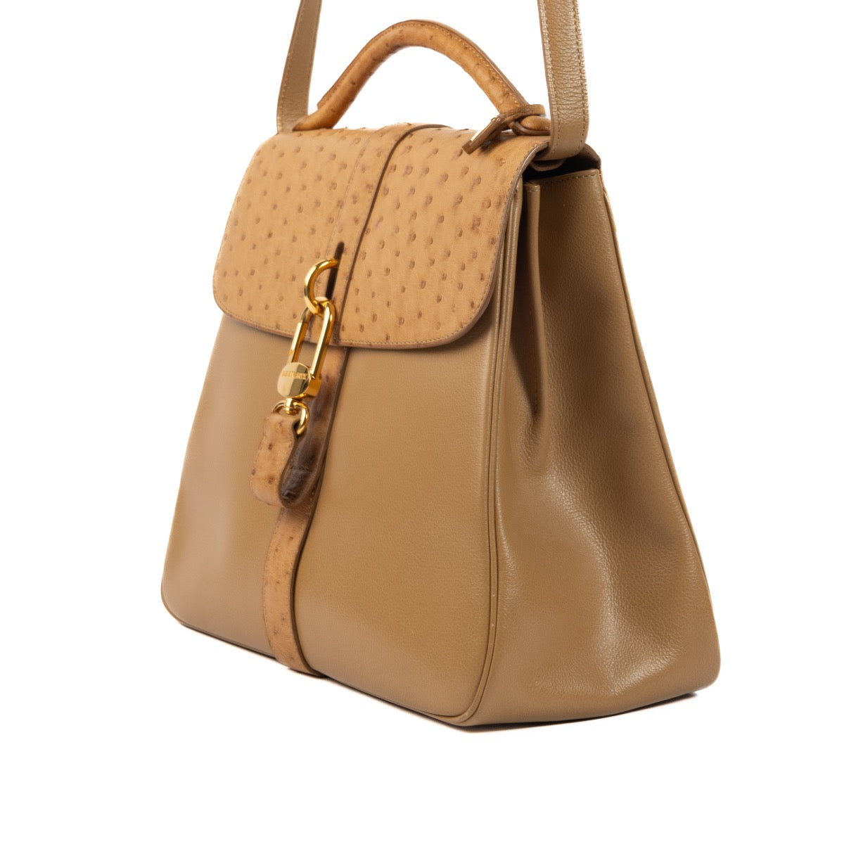 Delvaux Ostrich Sahara Gin Fizz Shoulder Bag