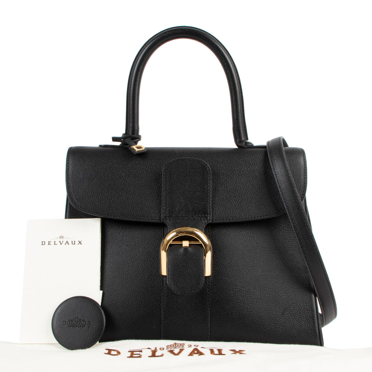 Delvaux Brillant MM Black Jumping Leather Shoulder Bag