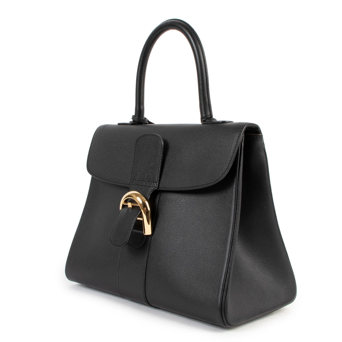 Delvaux Brillant MM Black Jumping Leather Shoulder Bag