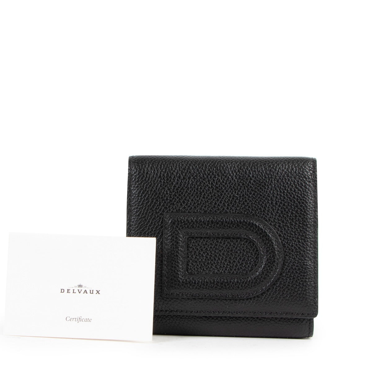 Delvaux Louise Compact Paddock Black Reglisse Leather Wallet