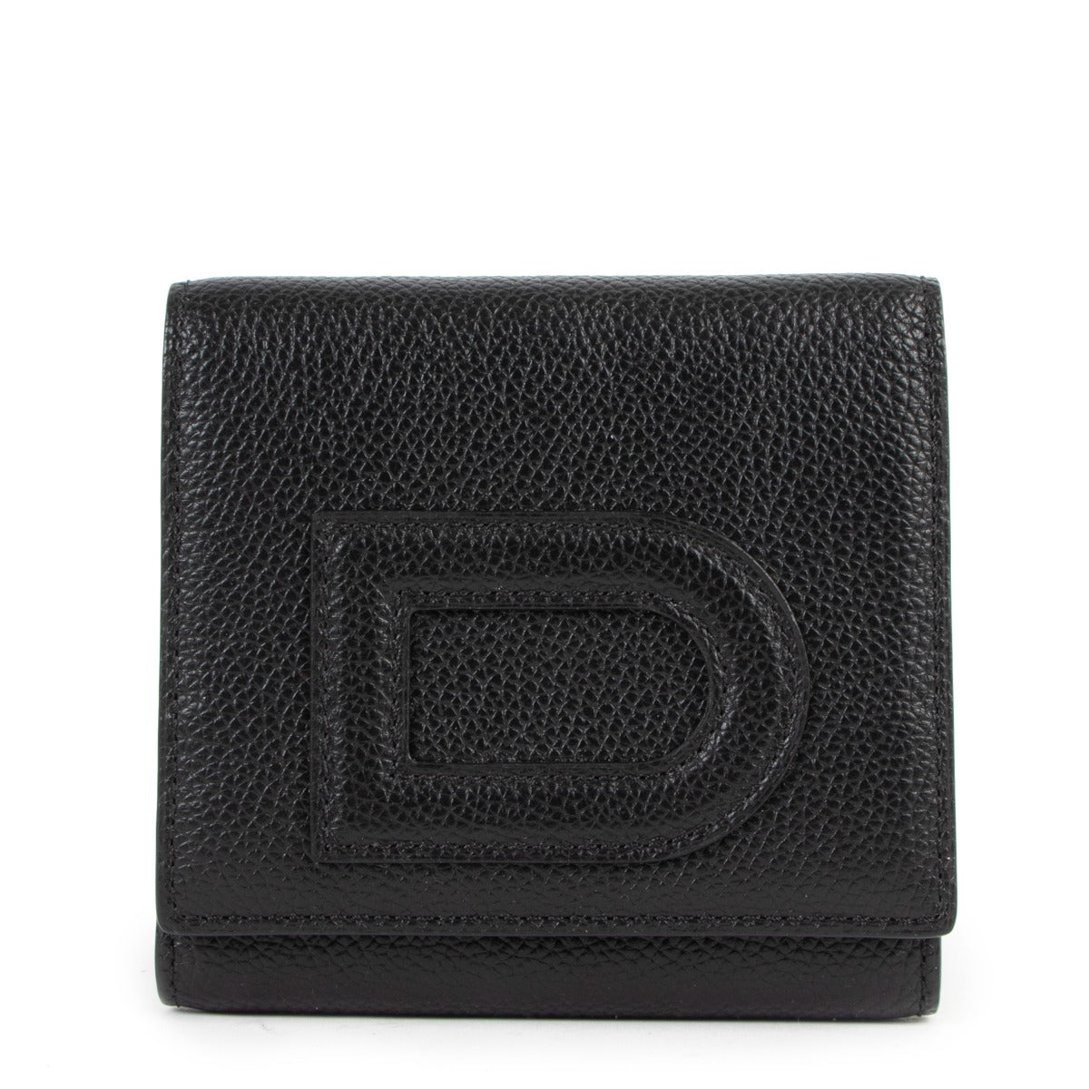 Delvaux Louise Compact Paddock Black Reglisse Leather Wallet