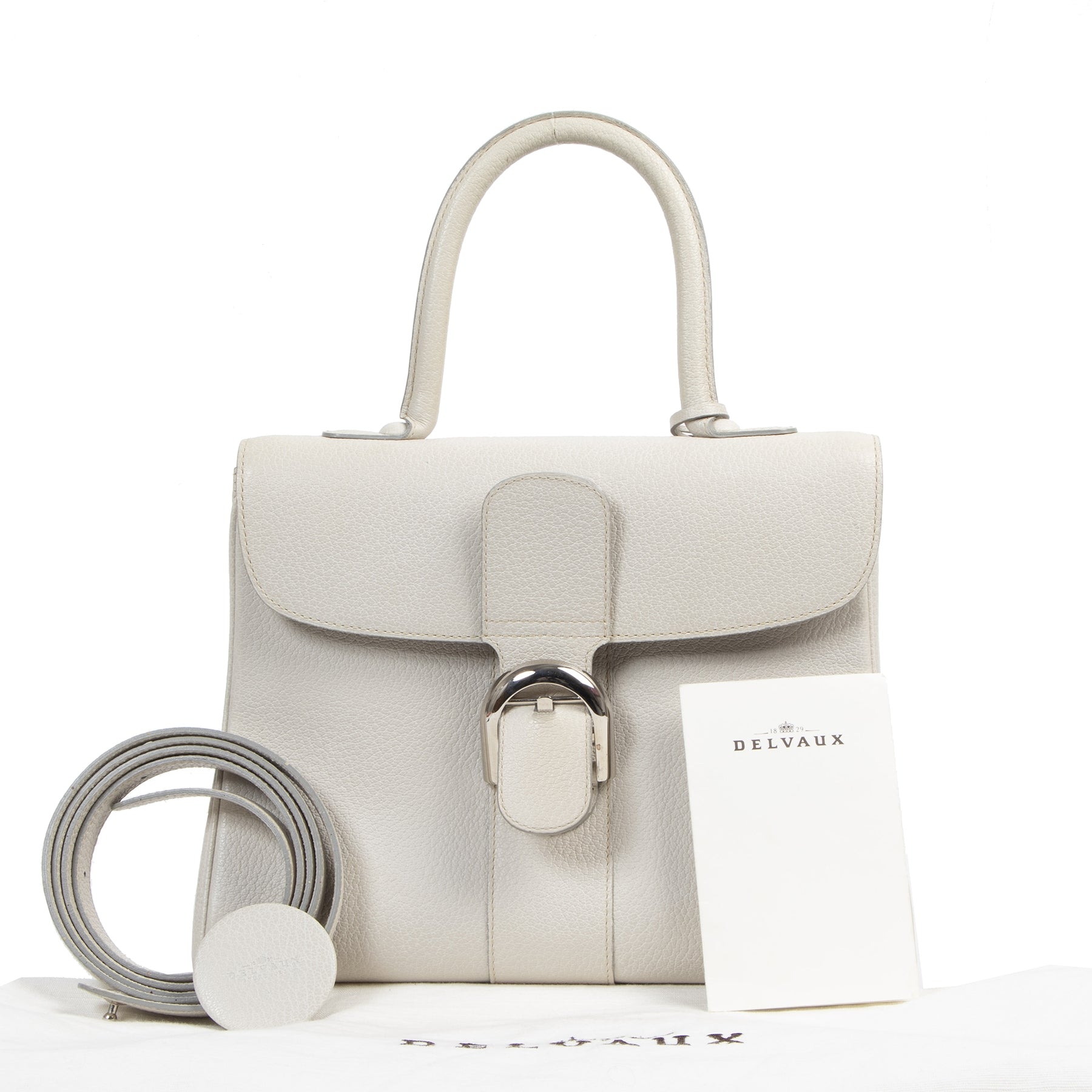 Authentic secondhand Delvaux Cream White Brillant MM + Strap designer bags fashion luxury vintage webshop safe secure online shopping