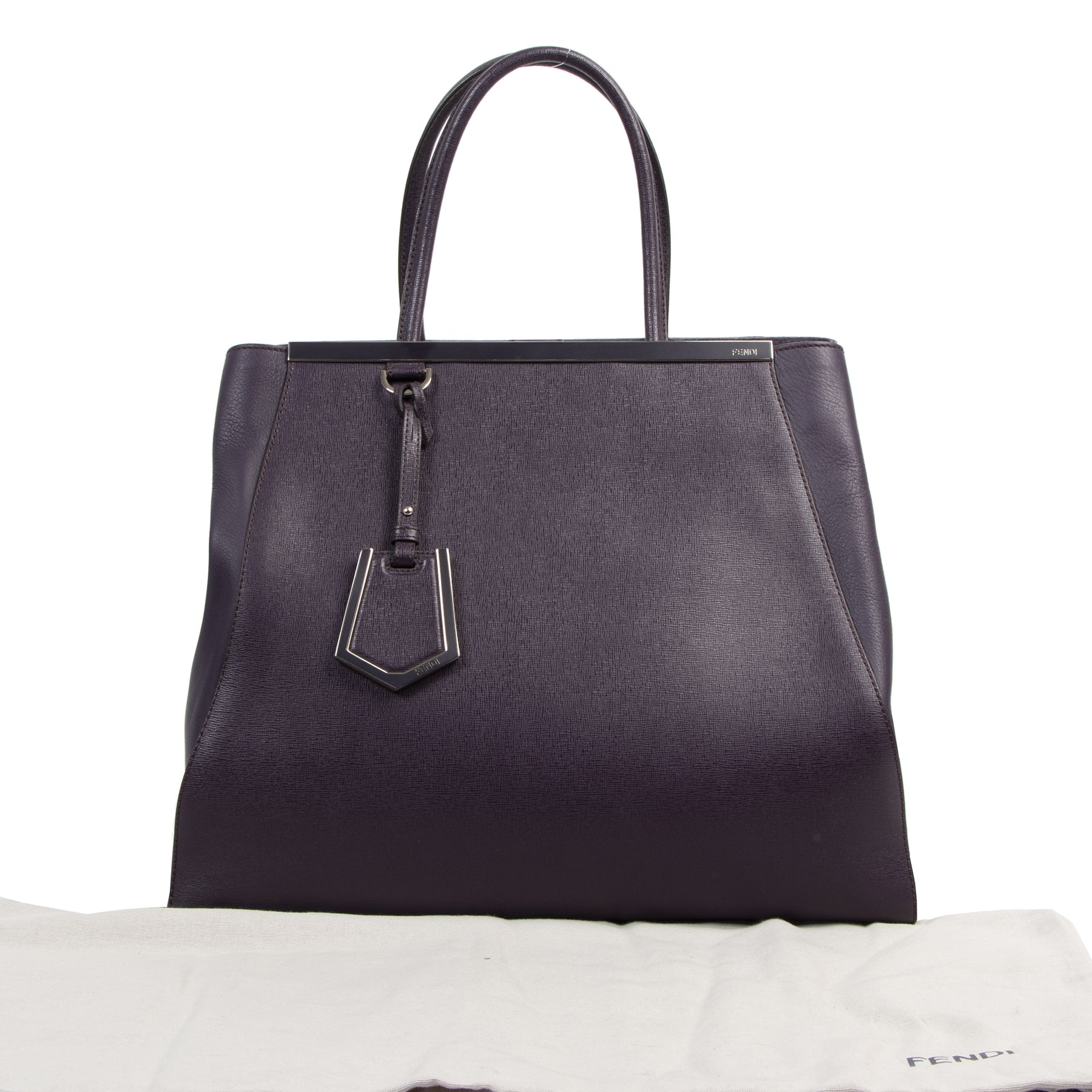 Authentieke tweedehands vintage Fendi Purple 2jours Top Handle Bag koop online webshop LabelLOV