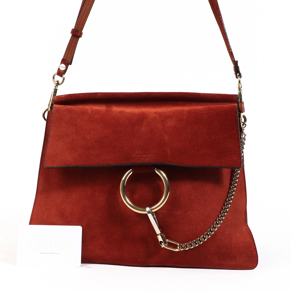 Buy an authentic second hand Chloé Tobacco Suede Faye Shoulder Bag in very good condition at Labellov.com