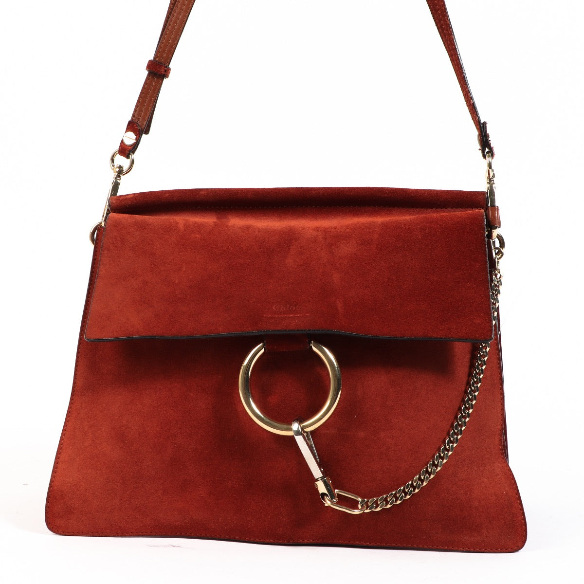 Buy an authentic second hand Chloé Tobacco Suede Faye Shoulder Bag in very good condition at Labellov.com