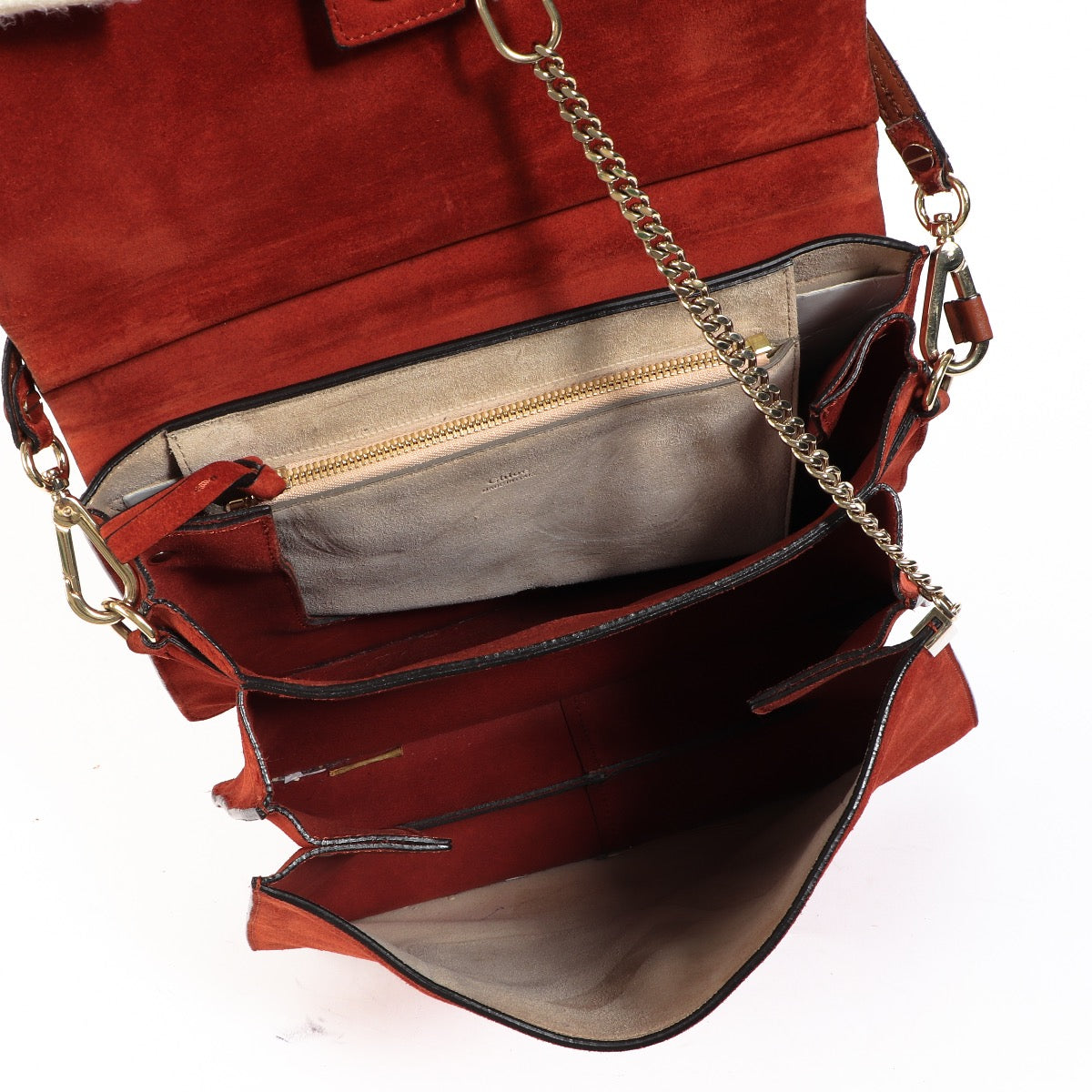 Buy an authentic second hand Chloé Tobacco Suede Faye Shoulder Bag in very good condition at Labellov.com