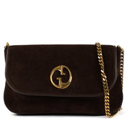Shop safe online at Labellov in Antwerp, Brussels and Knokke this 100% authentic second hand Gucci Brown Suede 1973 Medium Shoulder Bag