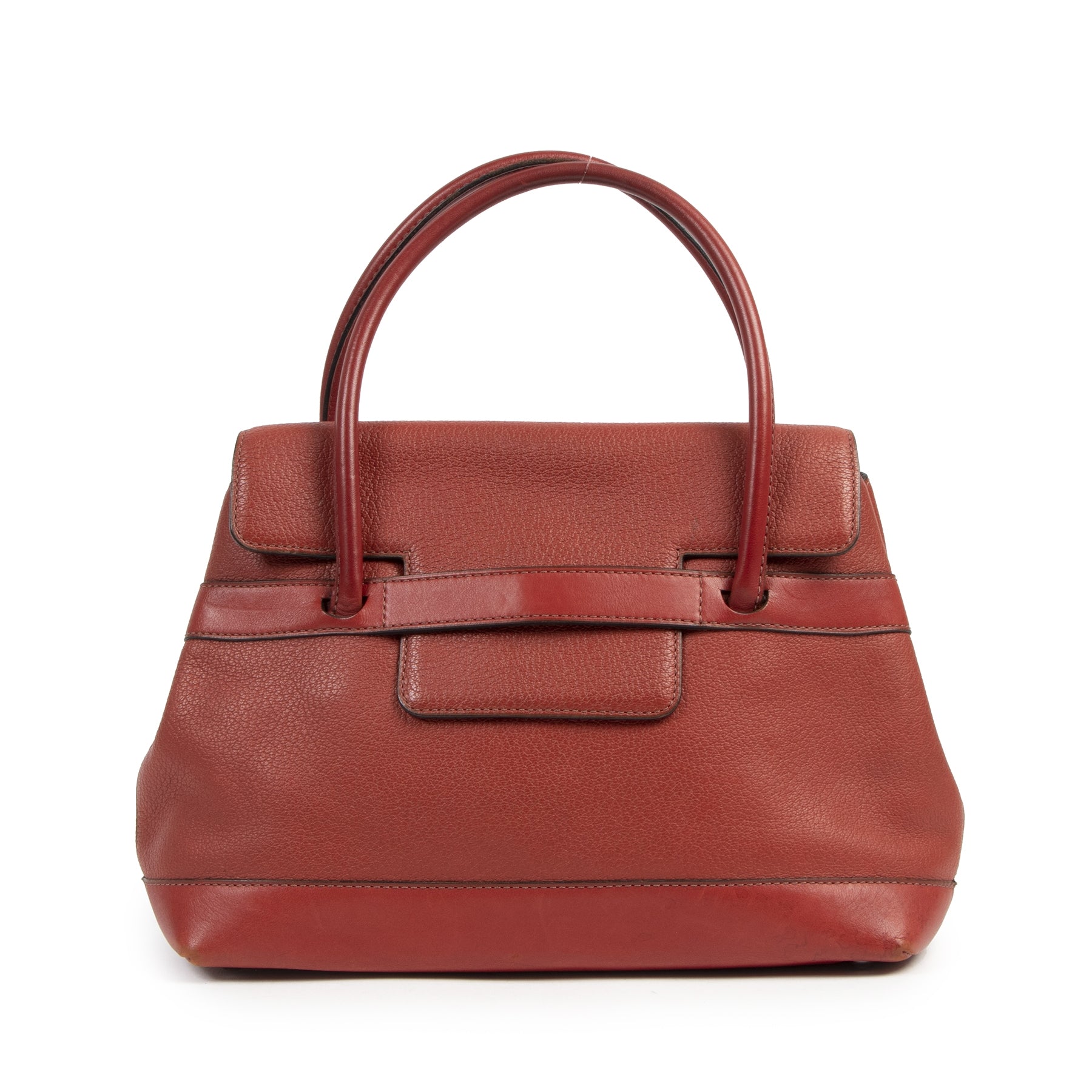 Authentic secondhand Deux De Delvaux Red Top Handle Bag designer bags fashion luxury vintage webshop safe secure online shopping