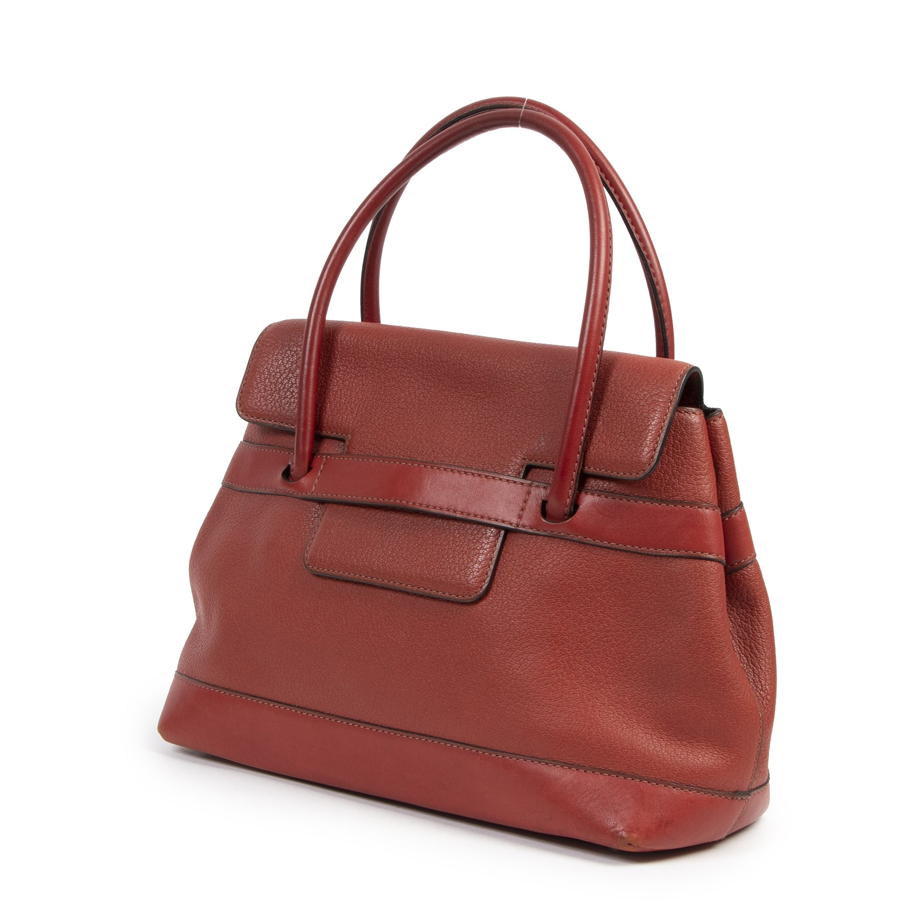 Authentic secondhand Deux De Delvaux Red Top Handle Bag designer bags fashion luxury vintage webshop safe secure online shopping