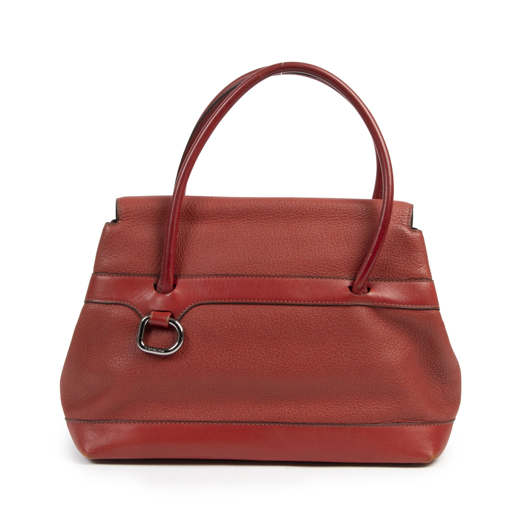 Authentieke Tweedehands Deux De Delvaux Red Top Handle Bag juiste prijs veilig online shoppen luxe merken webshop winkelen Antwerpen België mode fashion