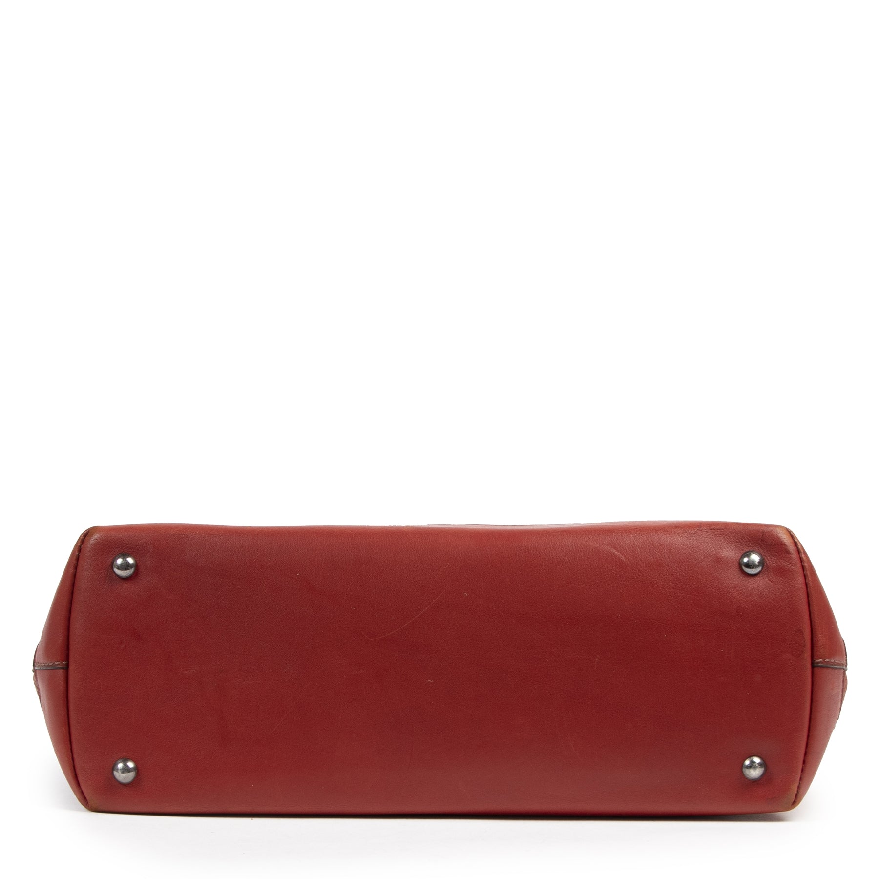 Authentieke Tweedehands Deux De Delvaux Red Top Handle Bag juiste prijs veilig online shoppen luxe merken webshop winkelen Antwerpen België mode fashion