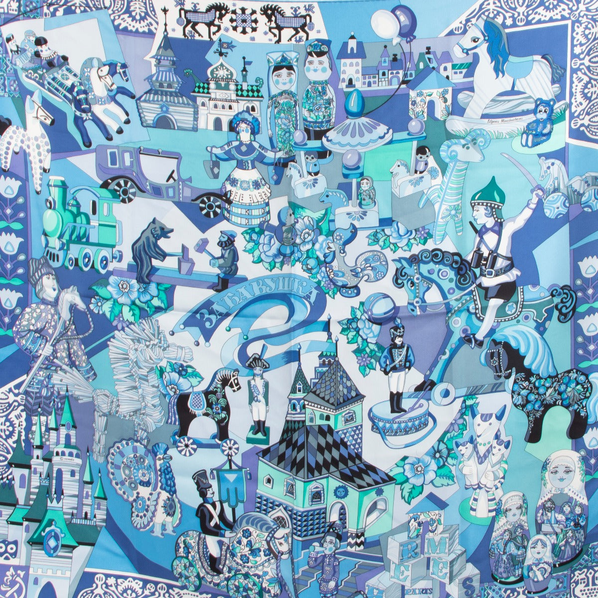 Carré de soie bleue Hermès