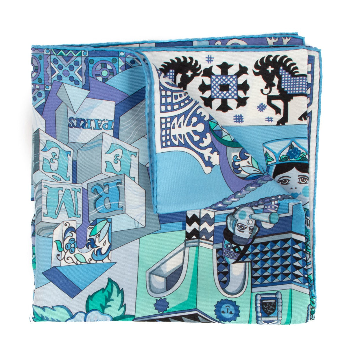 Carré de soie bleue Hermès