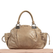 Authentieke tweedehands vintage Miu Miu Large Beige Shopping Bag koop online webshop LabelLOV