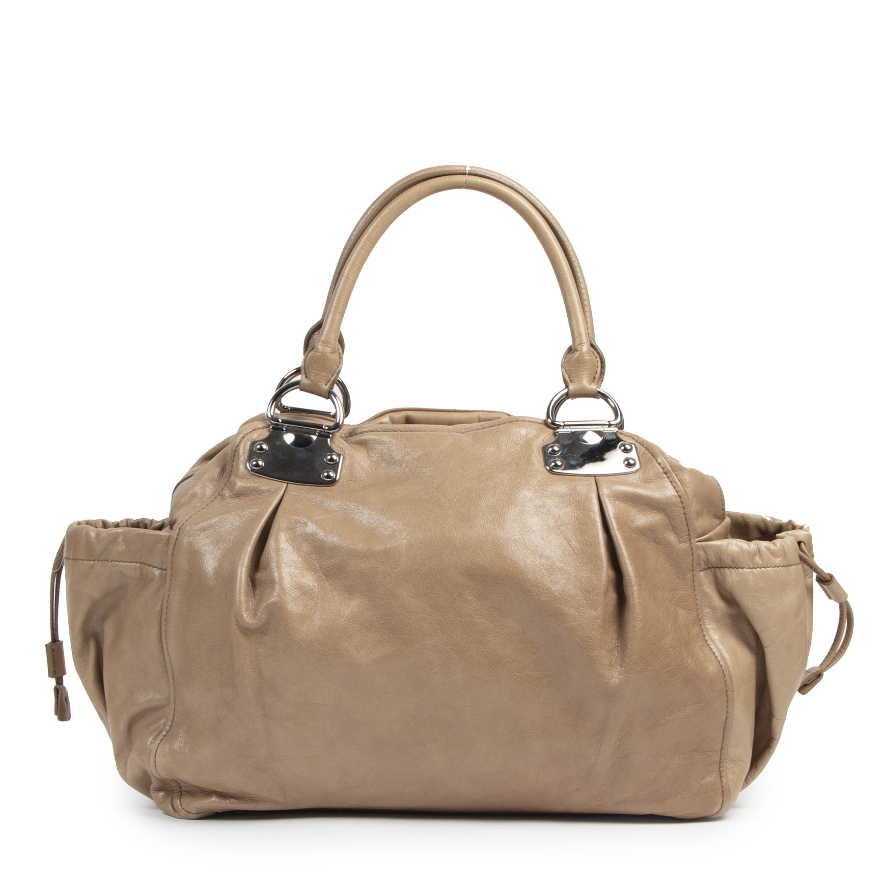 Auithentique seconde-main vintage Miu Miu Large Beige Shopping Bag achète en ligne webshop LabelLOV