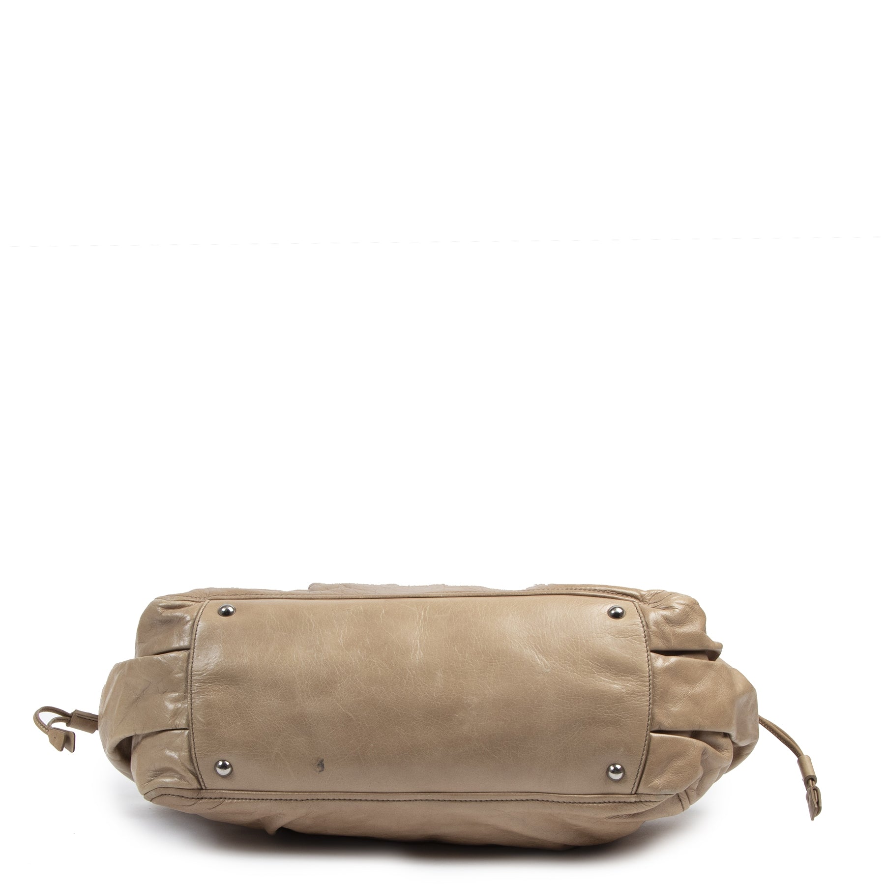 Authentic second-hand vintage Miu Miu Large Beige Shopping Bag buy online webshop LabelLOV