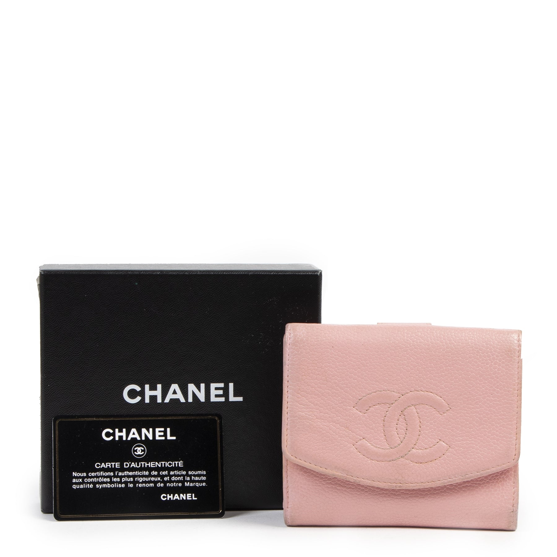 Portefeuille Chanel rose avec CC