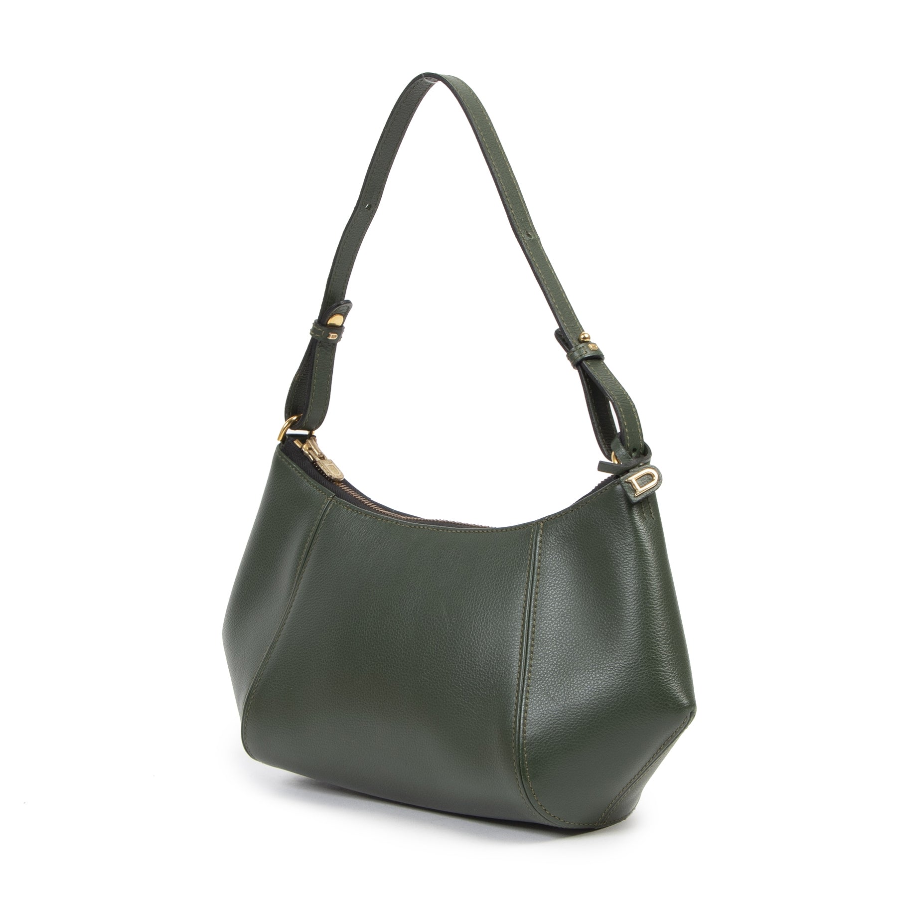 Authentieke Tweedehands Delvaux Green Leather Desir Shoulder Bag juiste prijs veilig online shoppen luxe merken webshop winkelen Antwerpen België mode fashion