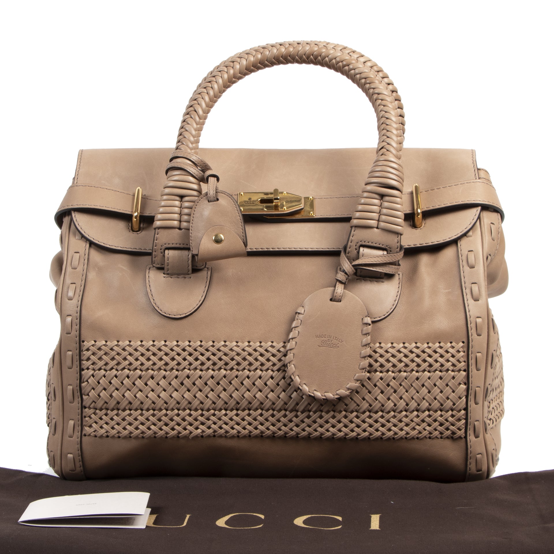 Gucci Handmade Large Taupe Top Handle Bag