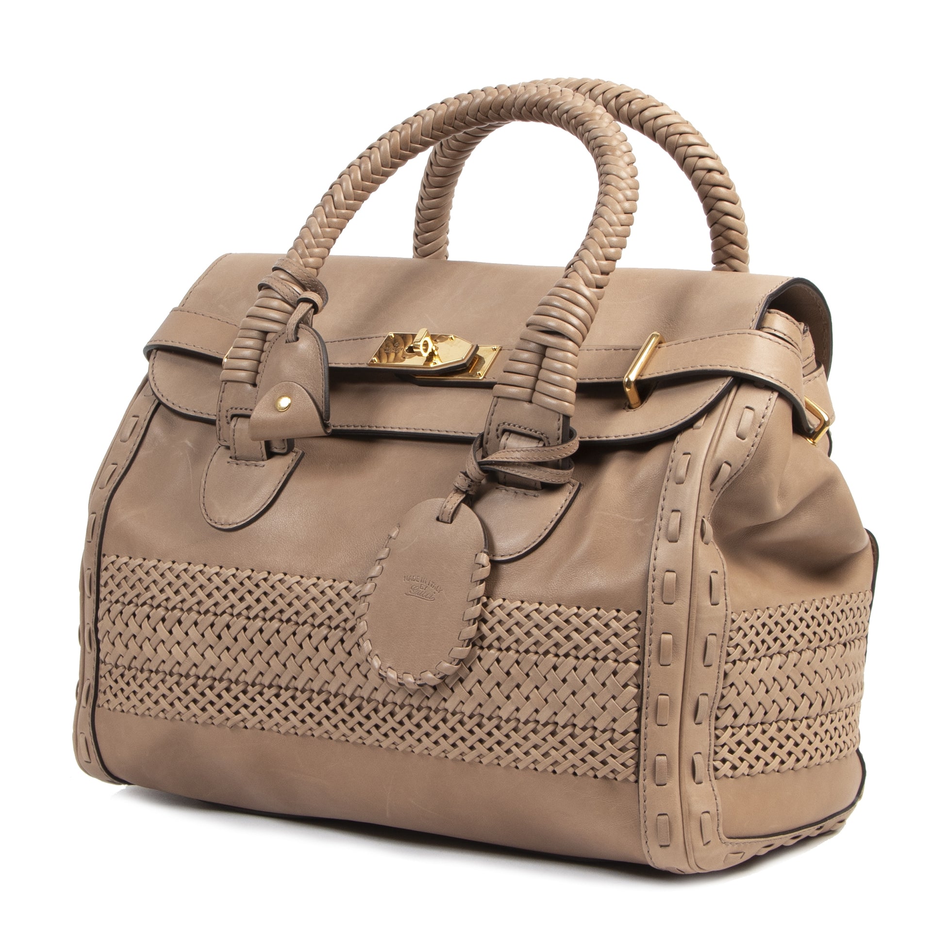 Gucci Handmade Large Taupe Top Handle Bag