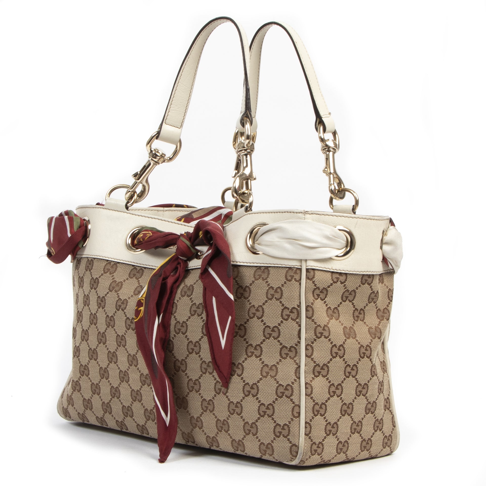 Gucci Positano Monogram Silk Scarf Tote Bag