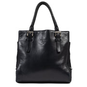 Authentic secondhand Prada Black Leather Square Top Hande Bag luxury vintage webshop fashion safe secure online shopping