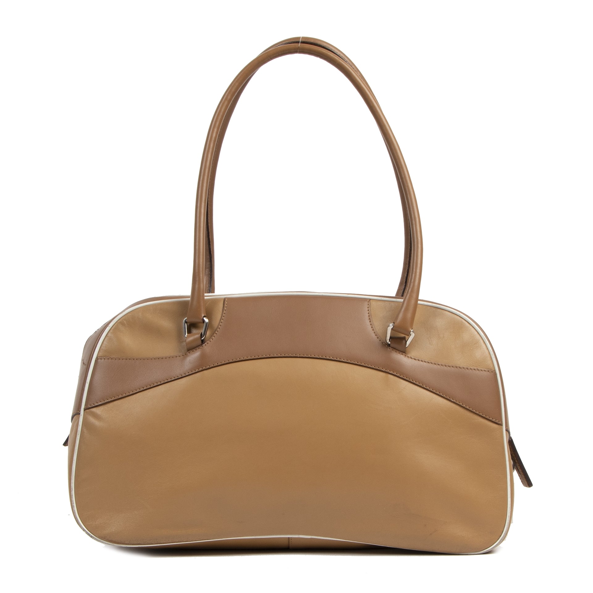 Prada Toffee Leather Bowling Shoulder Bag