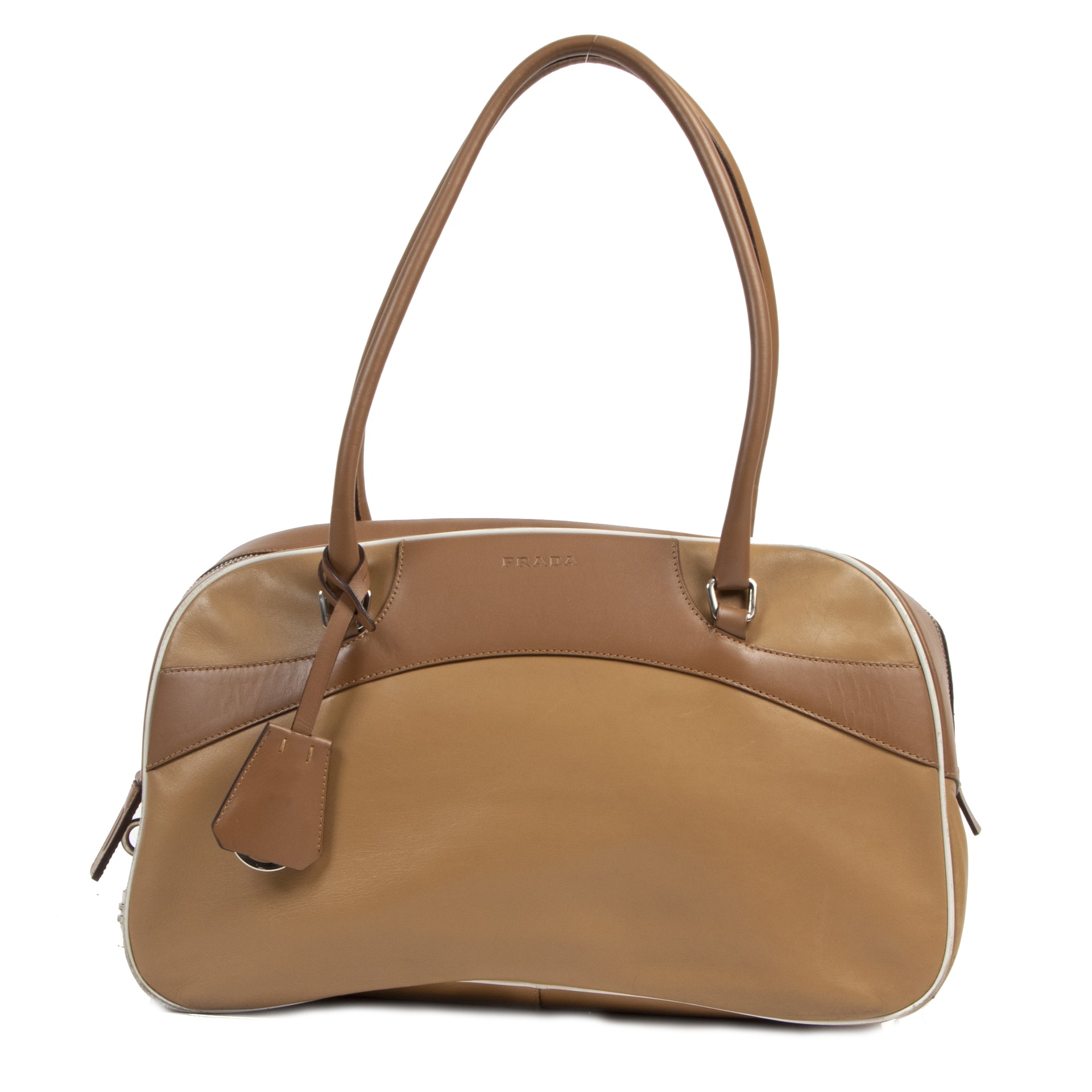Prada Toffee Leather Bowling Shoulder Bag
