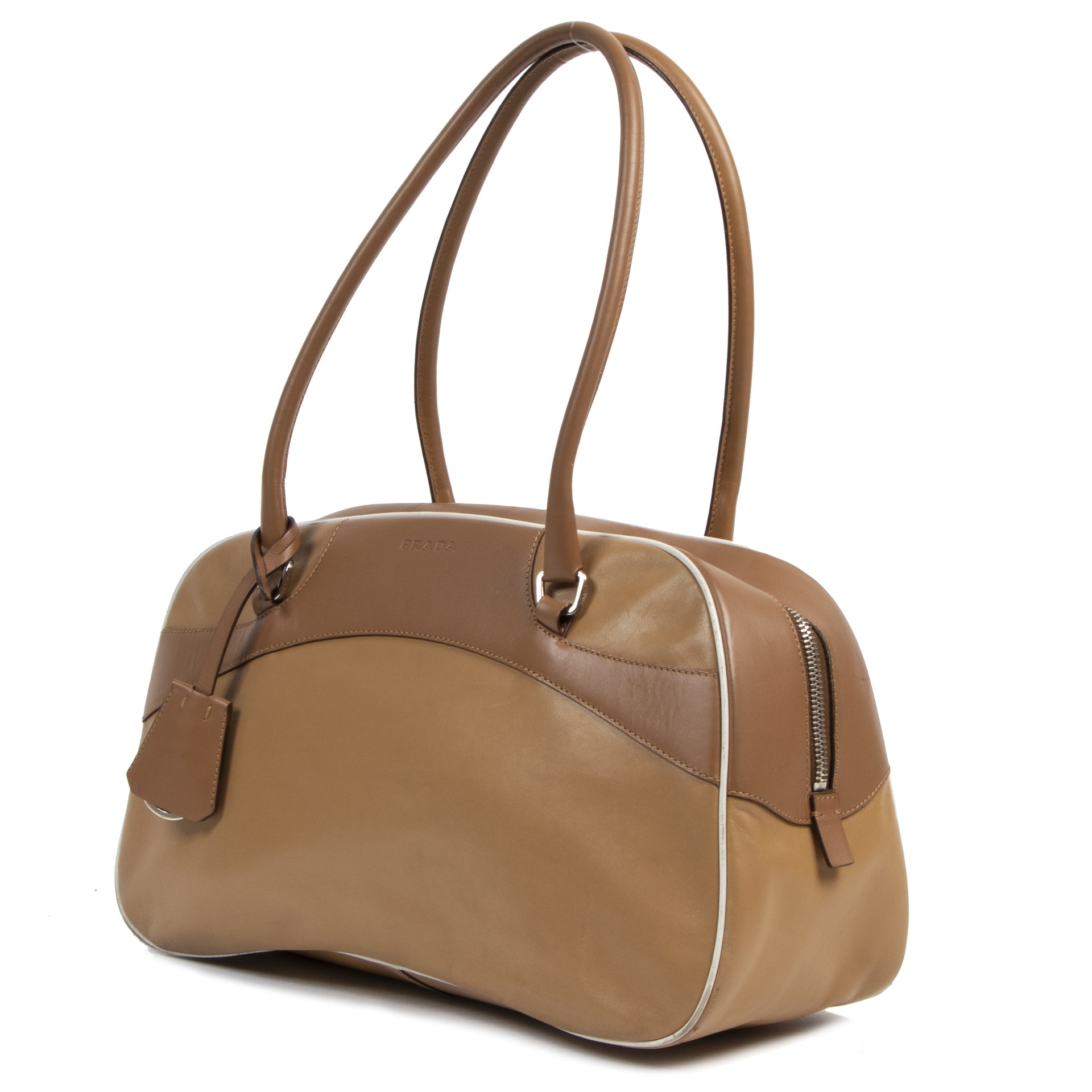 Prada Toffee Leather Bowling Shoulder Bag