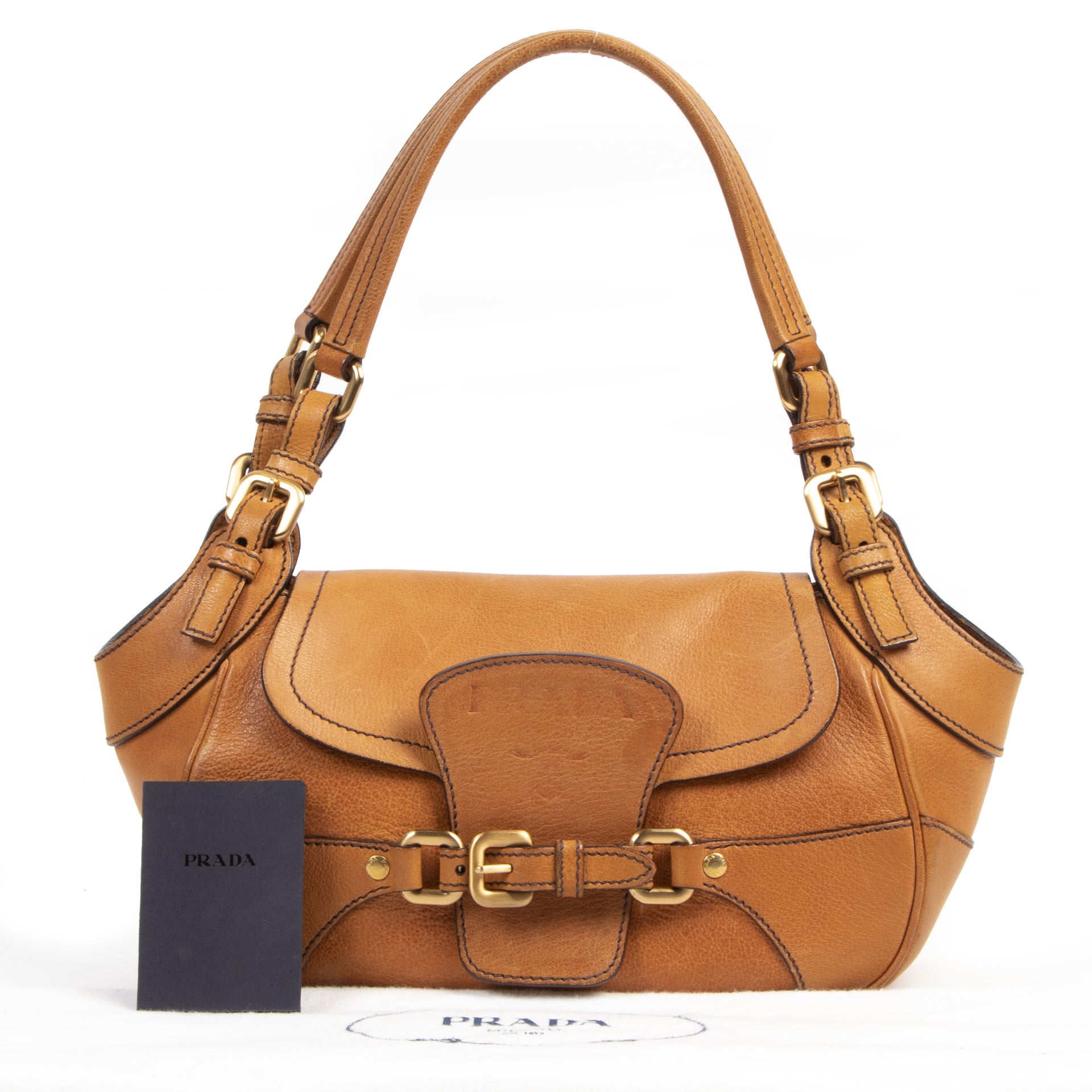 Buy and sell 100% authentic Prada Cognac Leather Shoulder Bag for the best price