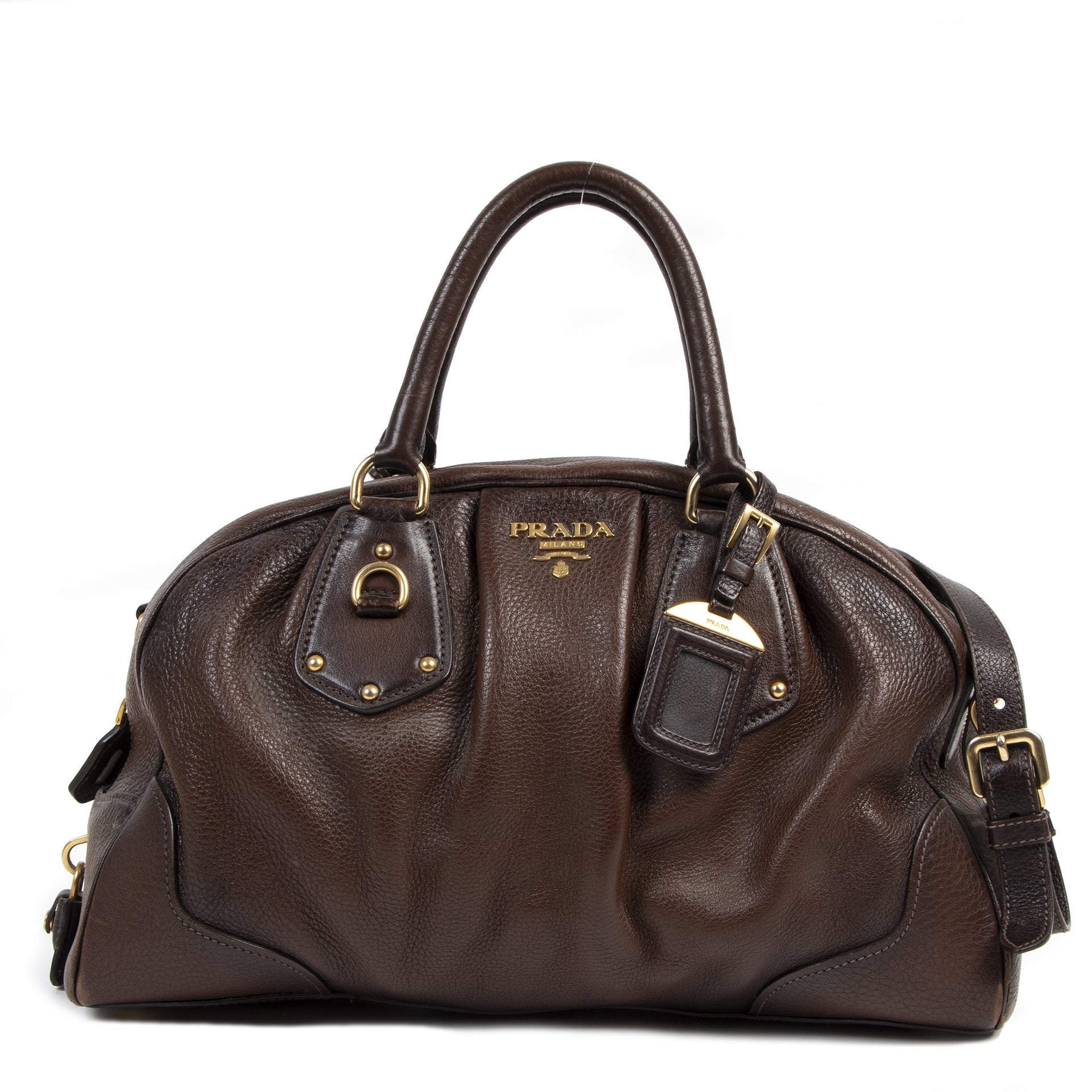 Prada Brown Top Handle Bag for the best price at Labellov