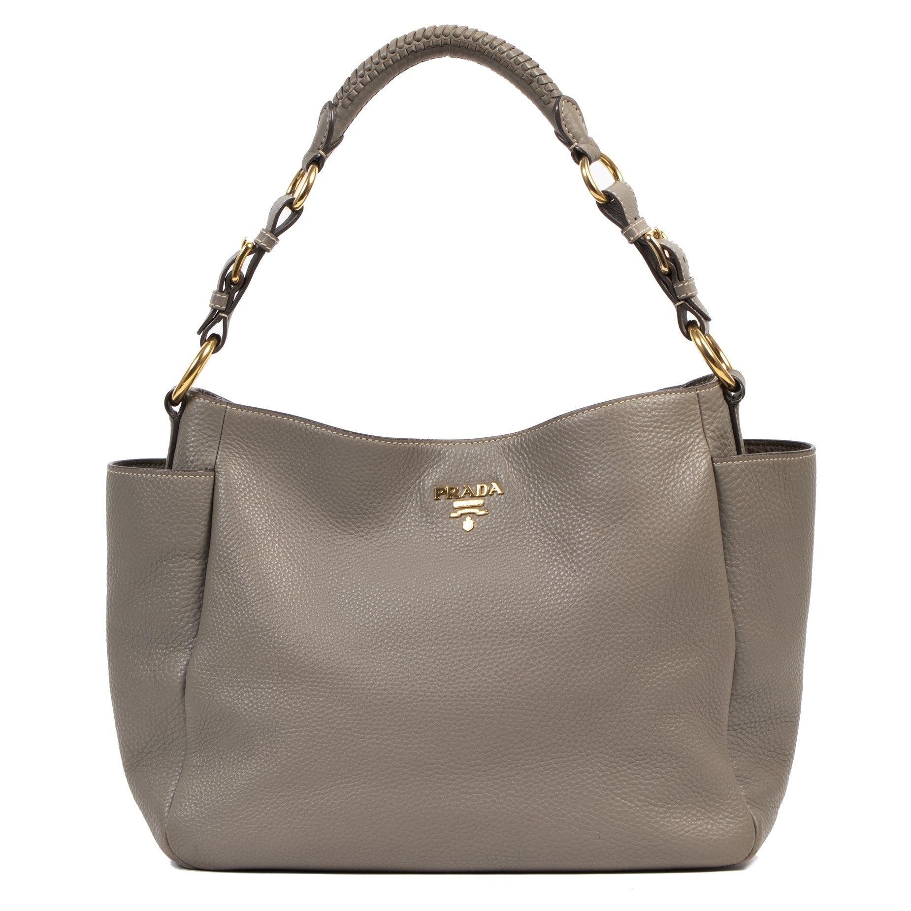 Pada Taupe Grey Hobo Bag to wear over the shoulder available at Labellov secondhand luxury