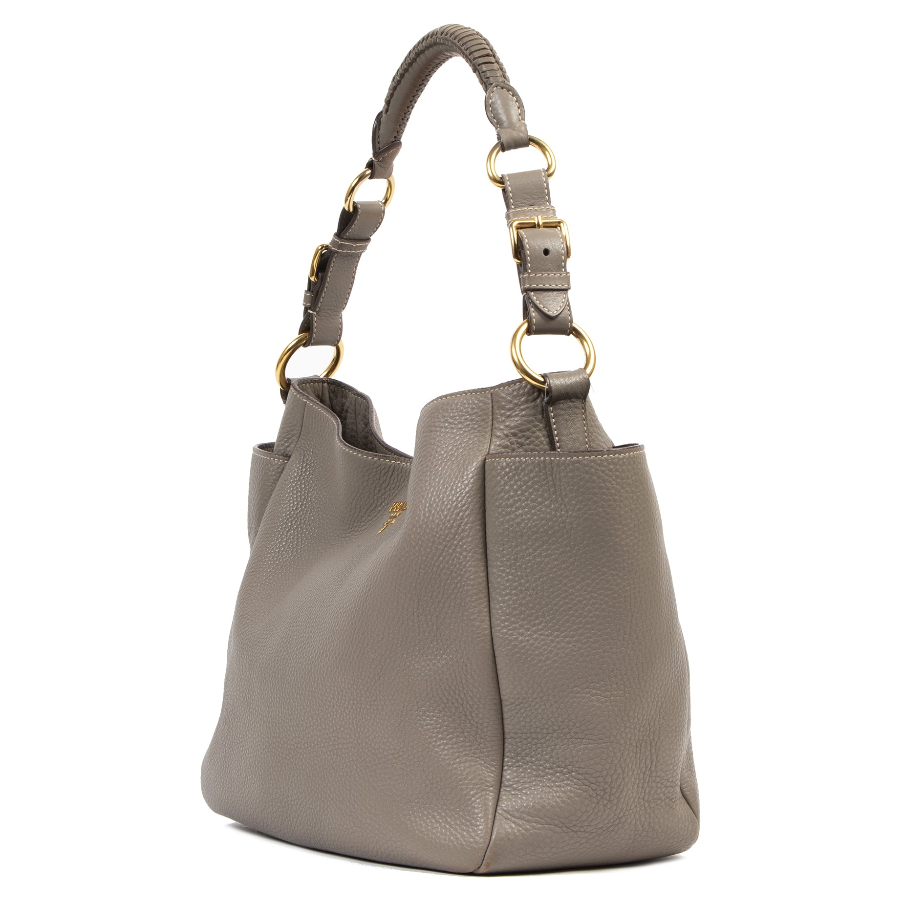 Pada Taupe Grey Hobo Bag to wear over the shoulder available at Labellov secondhand luxury