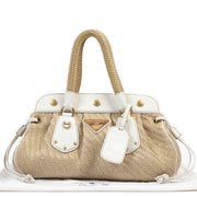 Authentic secondhand Prada Jute Frame Beige Satchel Bag luxury vintage webshop fashion safe secure online shopping