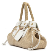 Authentic secondhand Prada Jute Frame Beige Satchel Bag luxury vintage webshop fashion safe secure online shopping