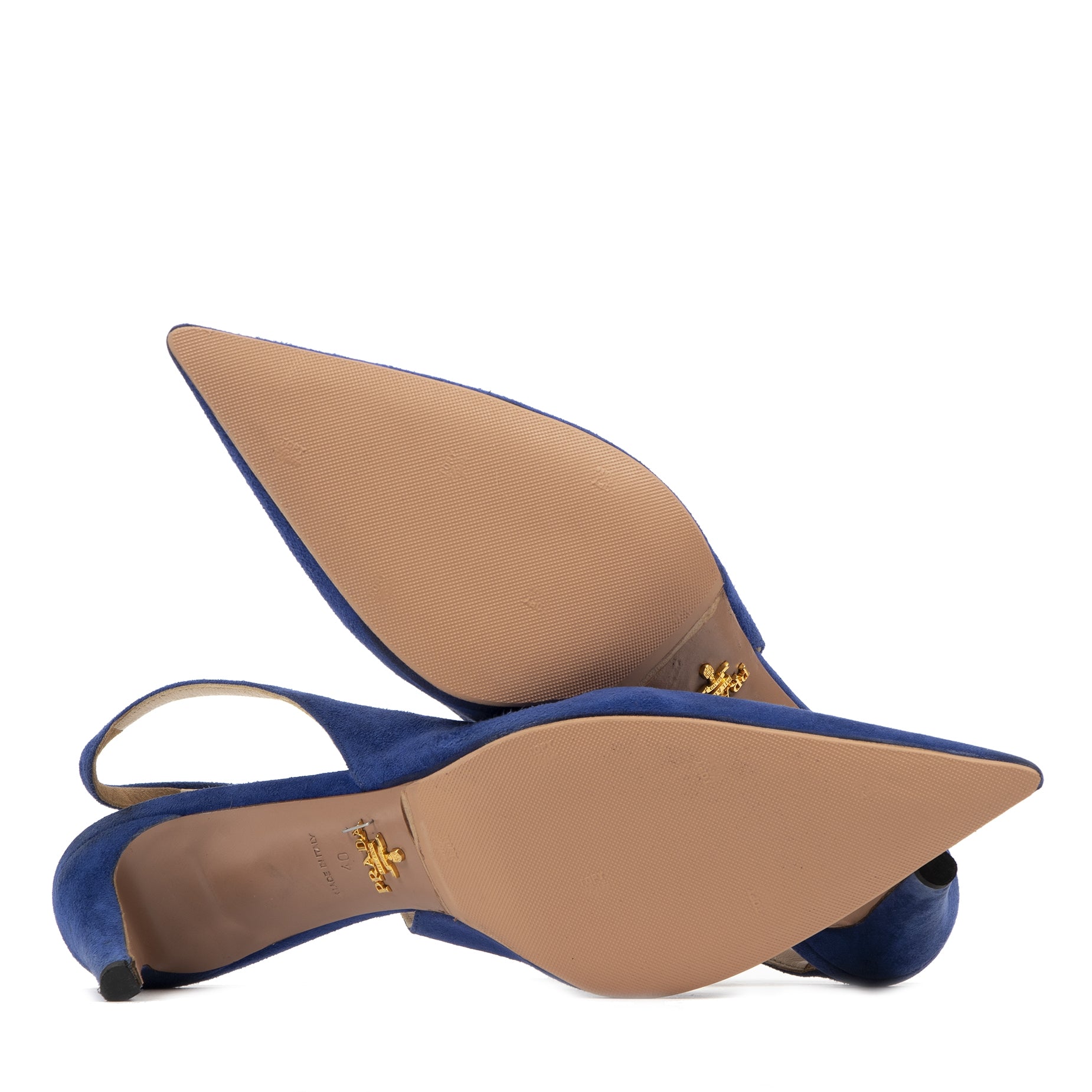 Prada Lake Blue 65 Suede Slingback Pumps pour le meilleur prix chez Labellov à Anvers