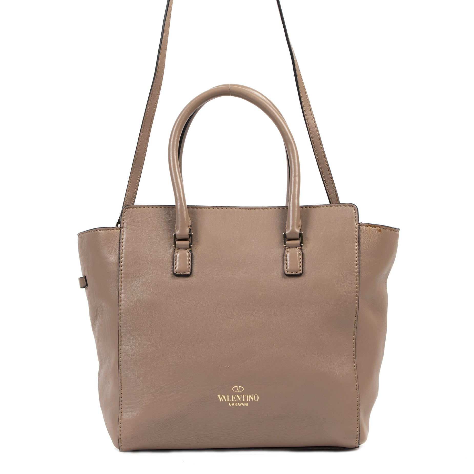 Authentieke tweedehands vintage Valentino Nude Embellished Tote Bag koop online webshop LabelLOV