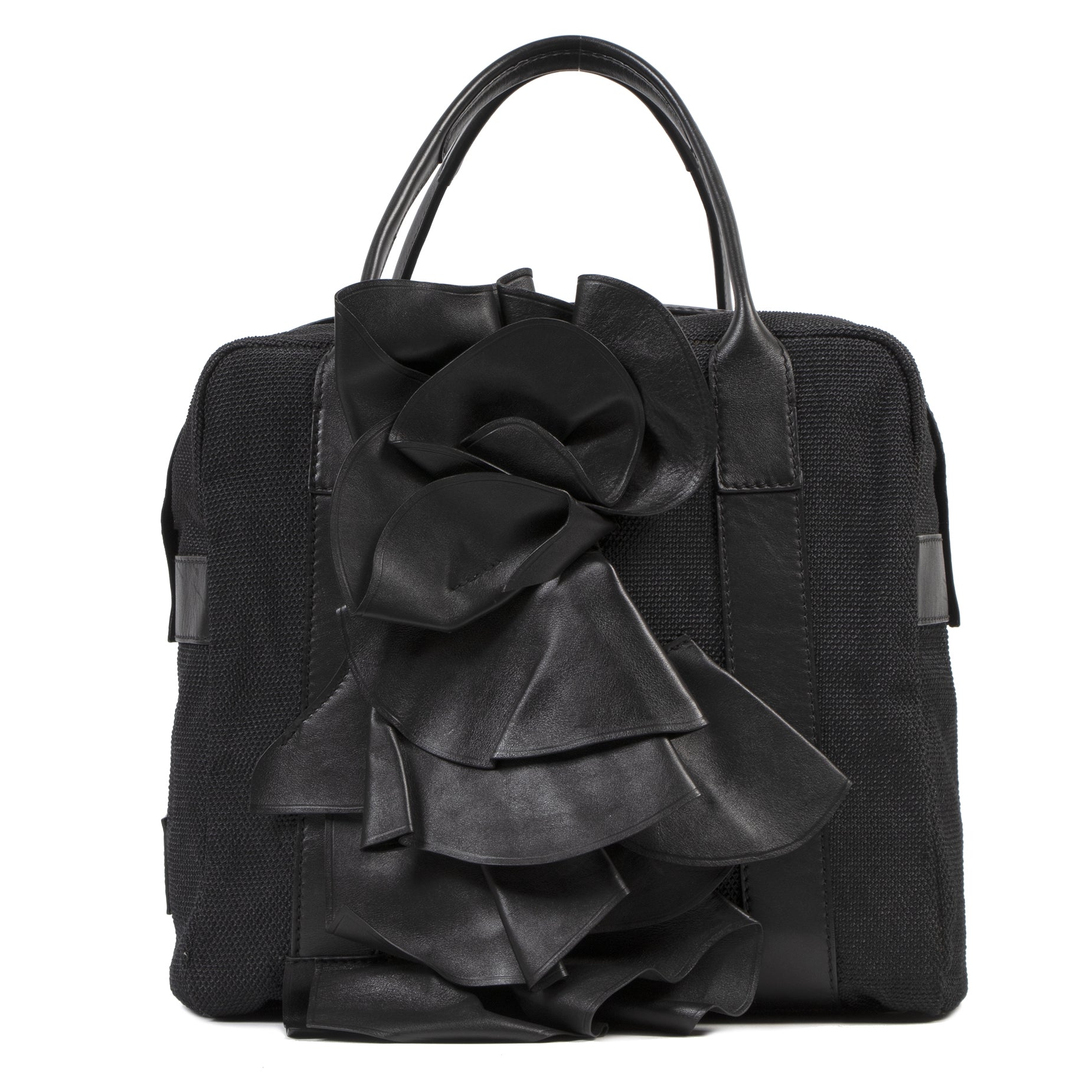 Authentic secondhand Valentino Black Mesh Flower Bag designer bags fashion luxury vintage webshop safe secure online shopping
