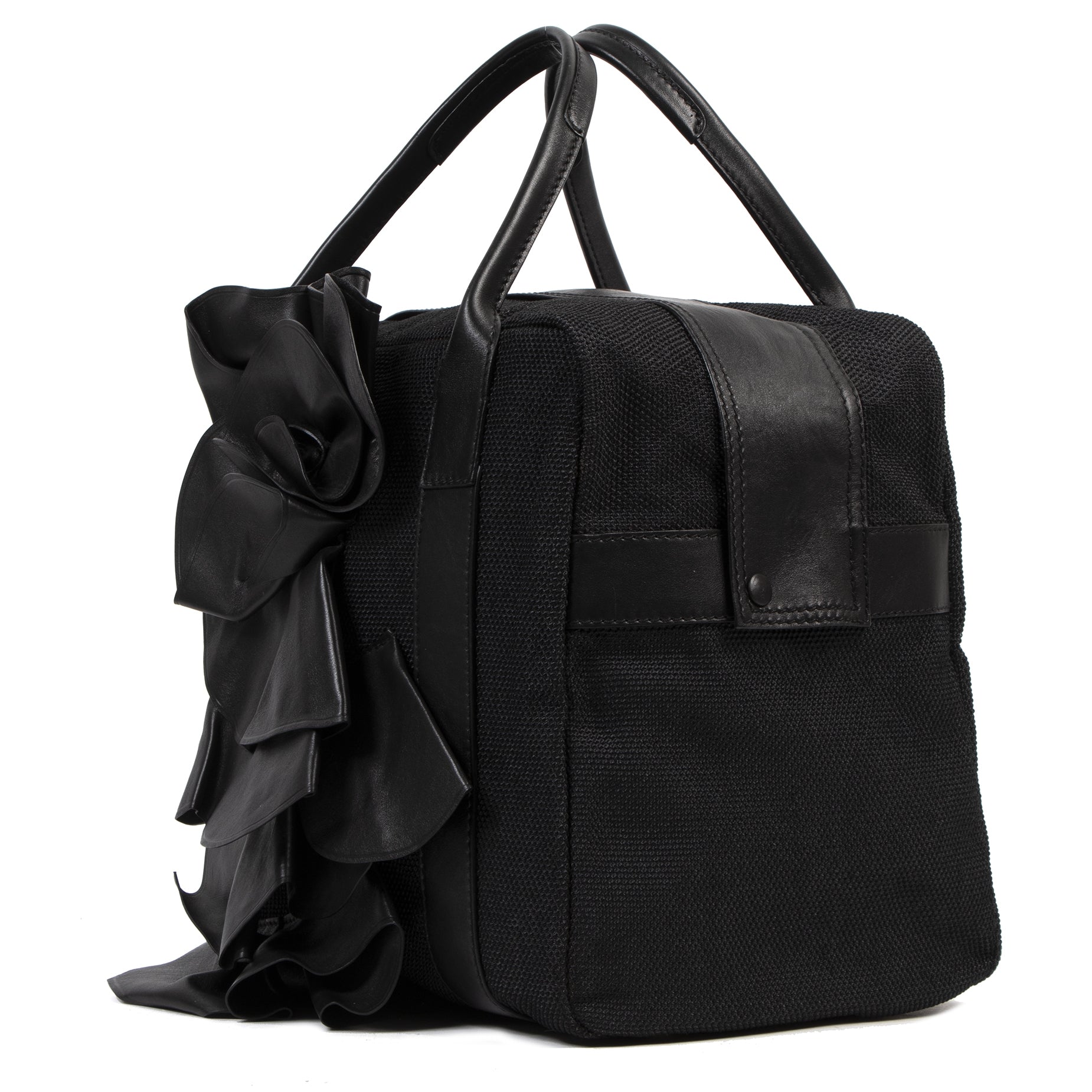 Authentieke Tweedehands Valentino Black Mesh Flower Bag juiste prijs veilig online shoppen luxe merken webshop winkelen Antwerpen België mode fashion