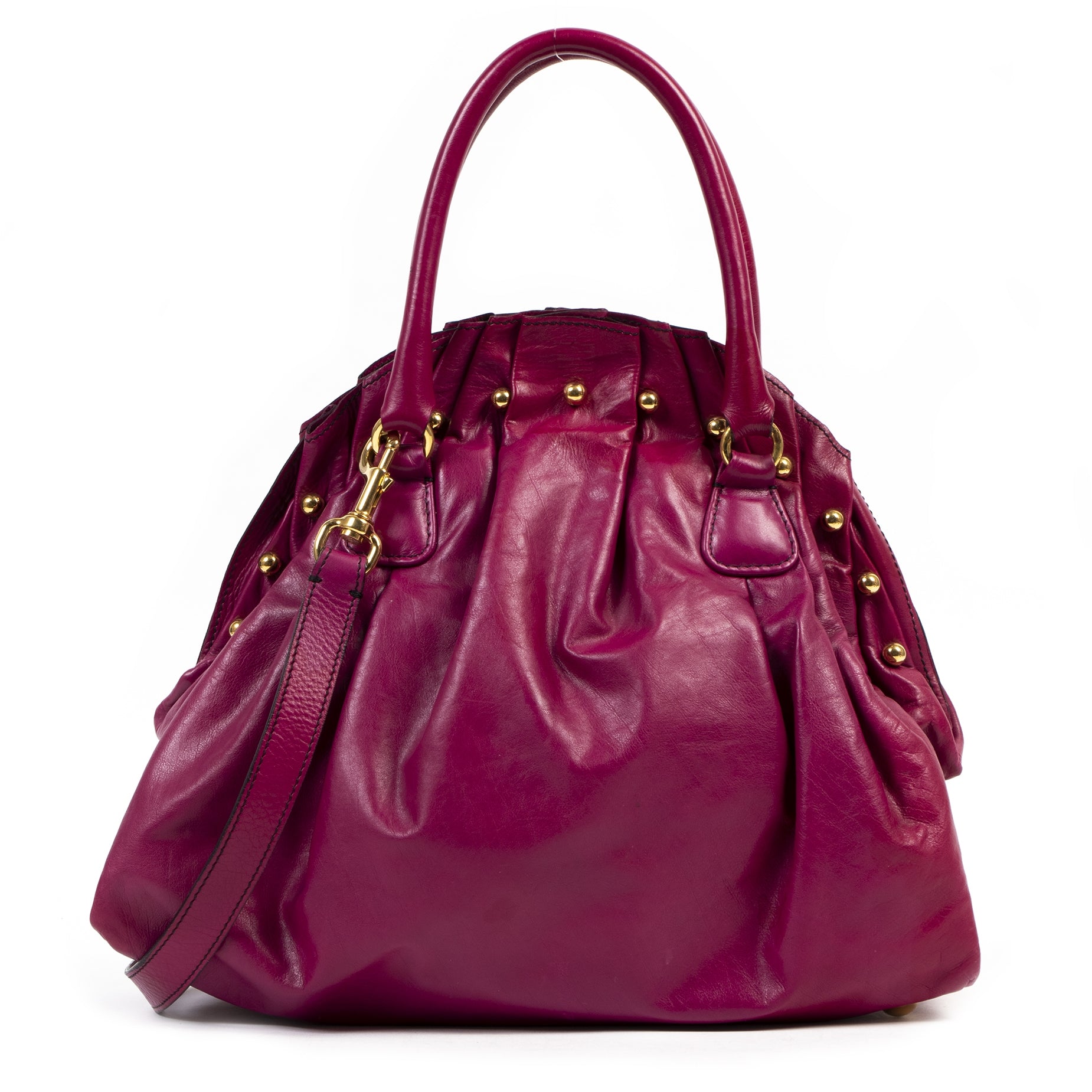 Authentieke Tweedehands Valentino Fuchsia Leather Large Clasp Bag juiste prijs veilig online shoppen luxe merken webshop winkelen Antwerpen België mode fashion