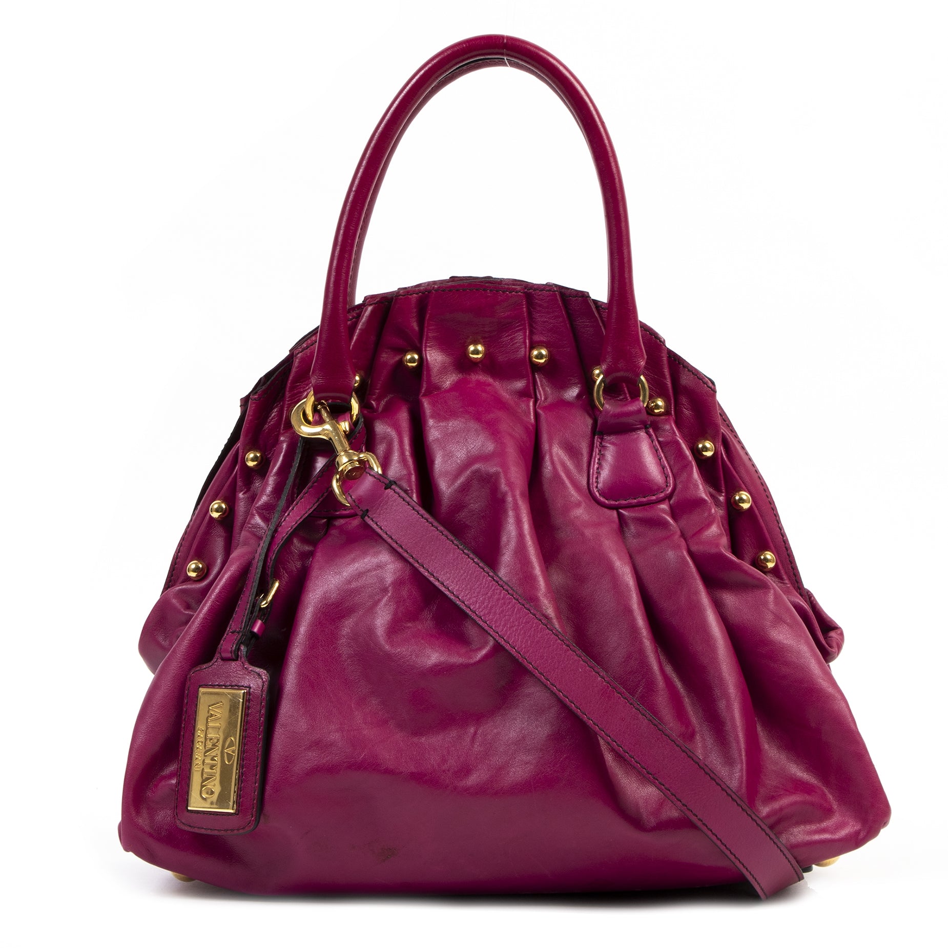 Authentic secondhand Valentino Fuchsia Leather Large Clasp Bag designer bags fashion luxury vintage webshop safe secure online shopping