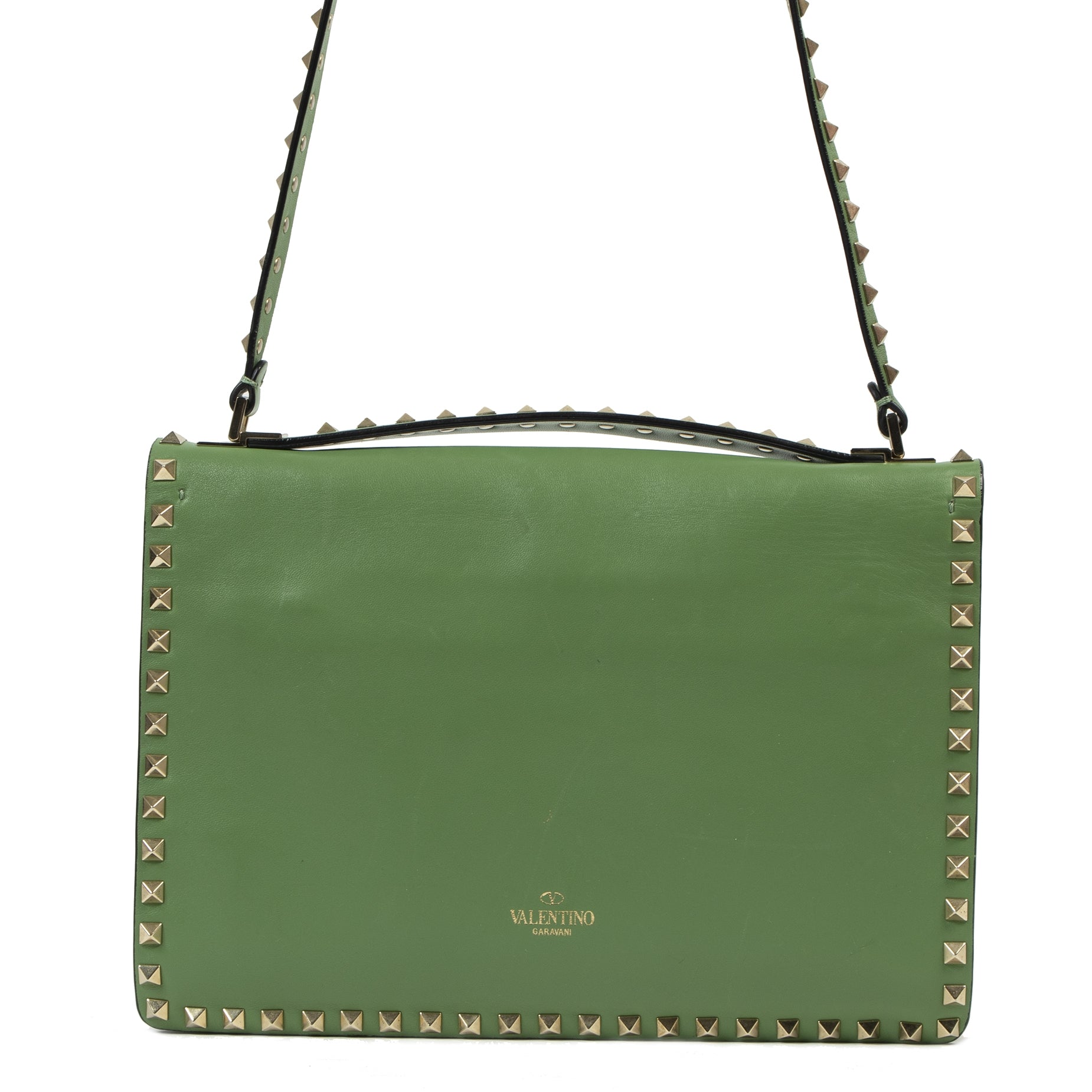 Authentic second-hand vintage Valentino Mint Green Rockstud Crossbody Bag buy online webshop LabelLOV