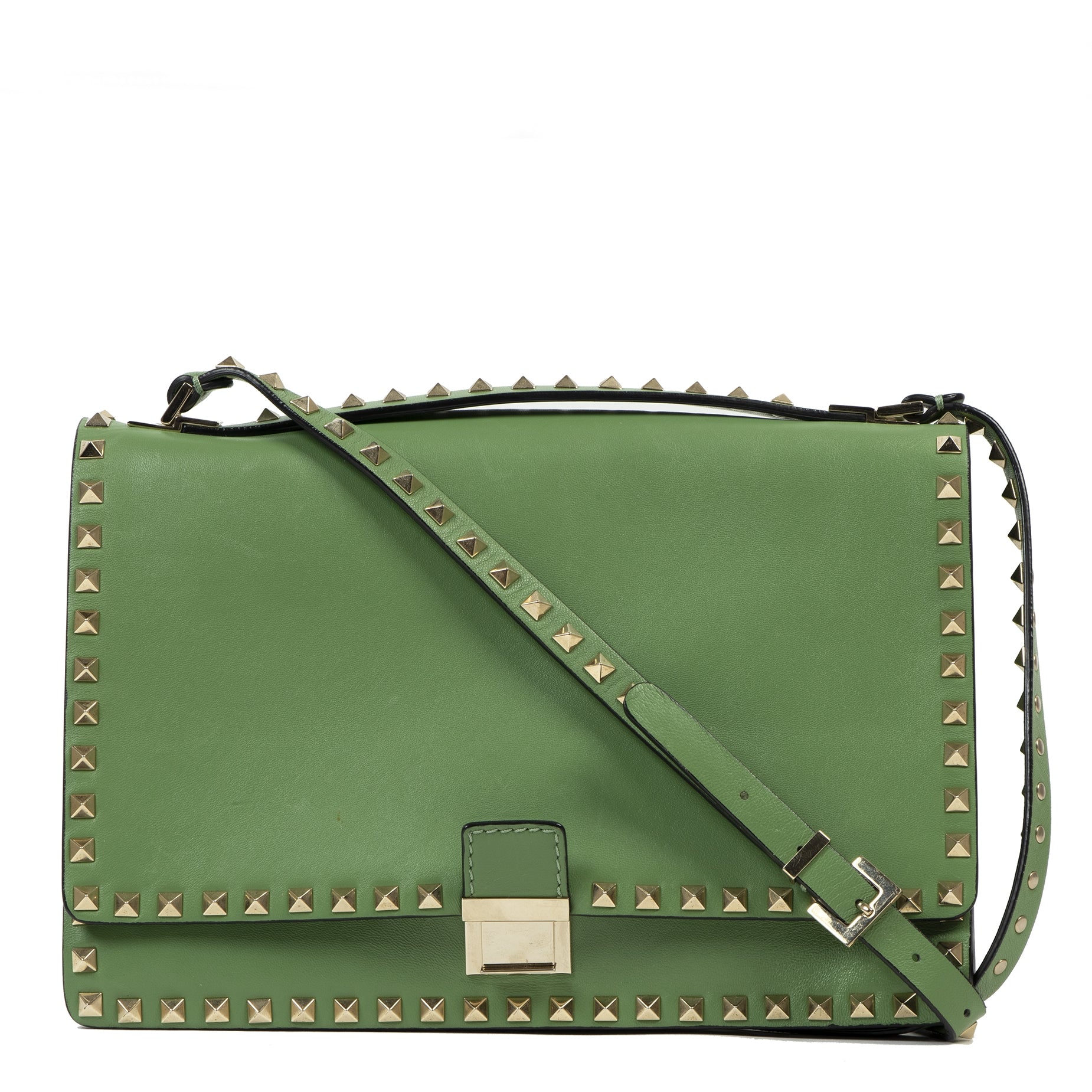 Authentieke tweedehands vintage Valentino Mint Green Rockstud Crossbody Bag koop online webshop LabelLOV