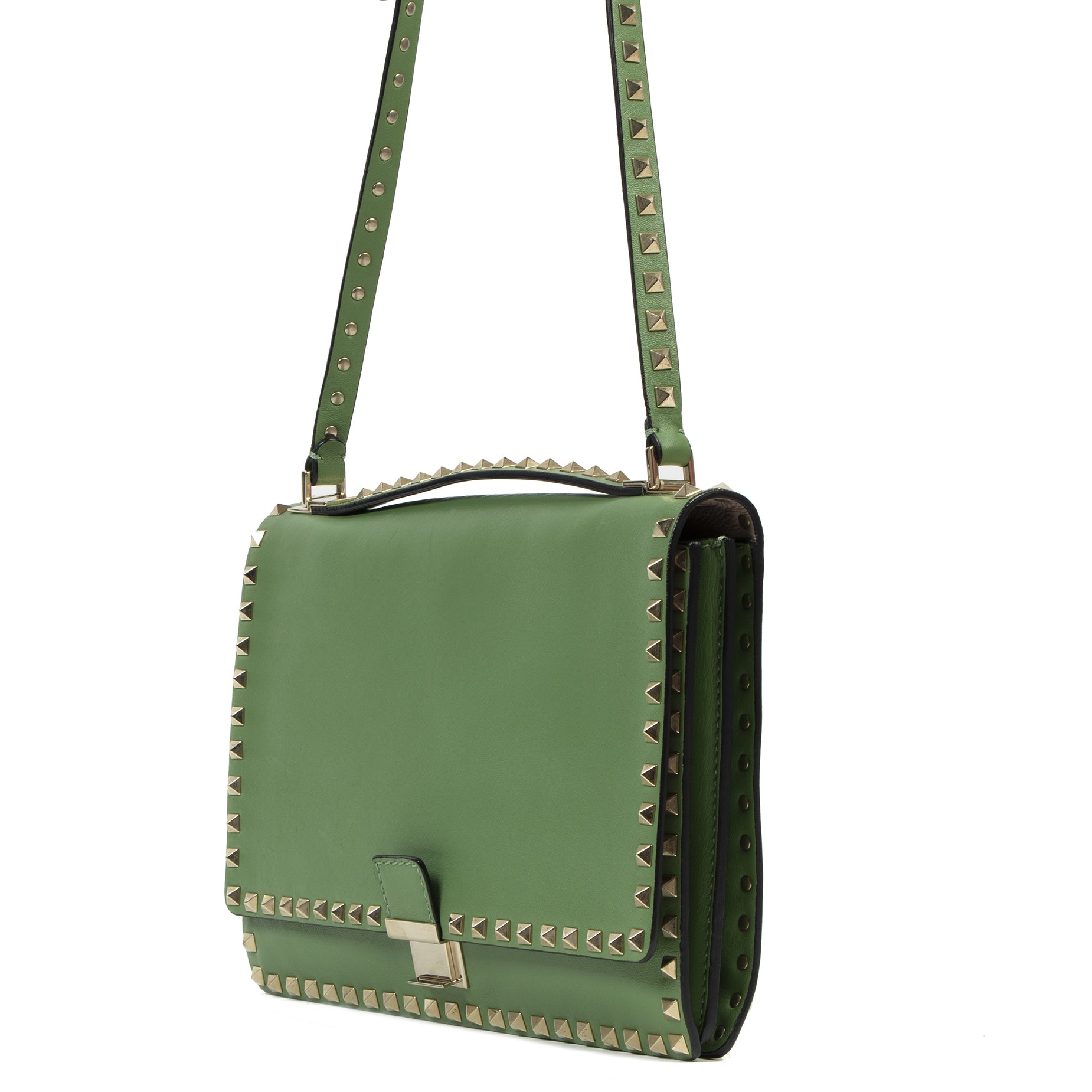 Authentic second-hand vintage Valentino Mint Green Rockstud Crossbody Bag buy online webshop LabelLOV