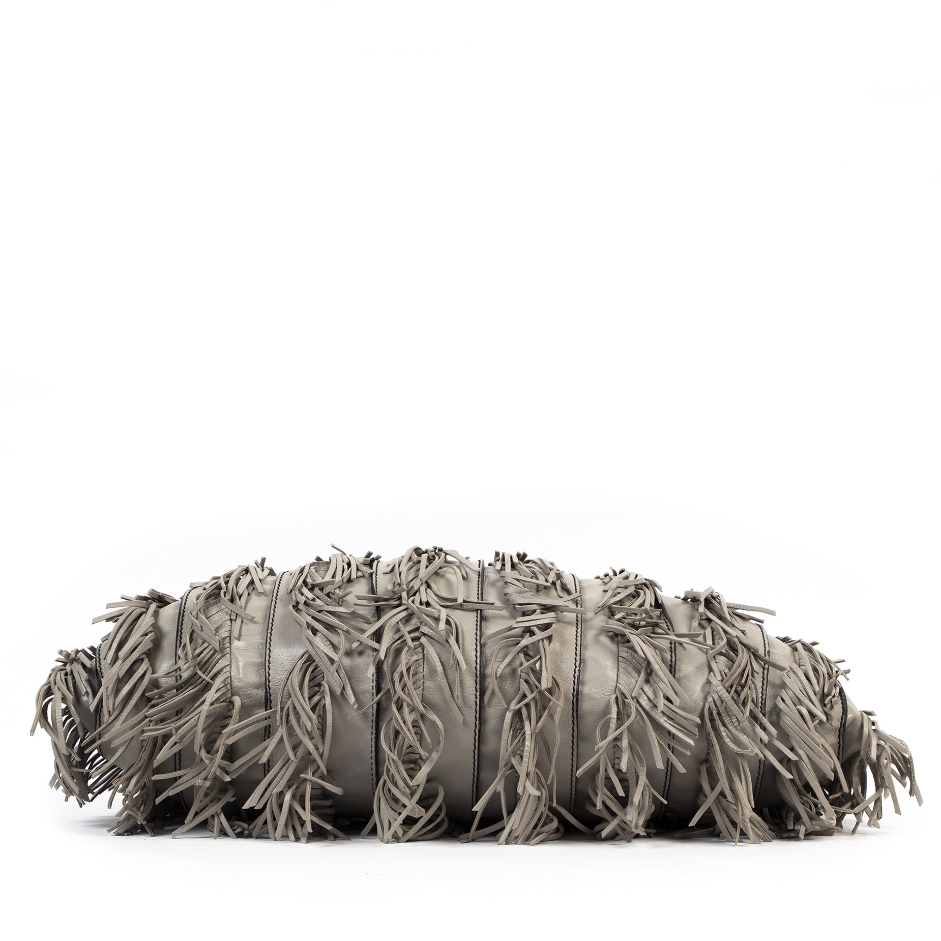 Authentieke Tweedehands Valentino Grey Fringe Shoulder Bag juiste prijs veilig online shoppen luxe merken webshop winkelen Antwerpen België mode fashion