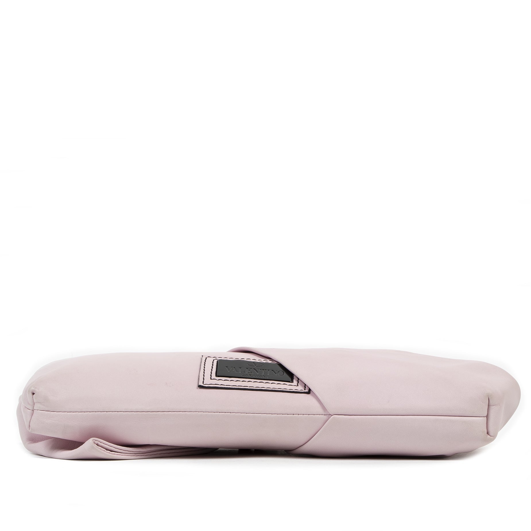 Authentique seconde-main vintage Valentino Pastel Pink Bow Leather Clutch achète en ligne webshop LabelLOV