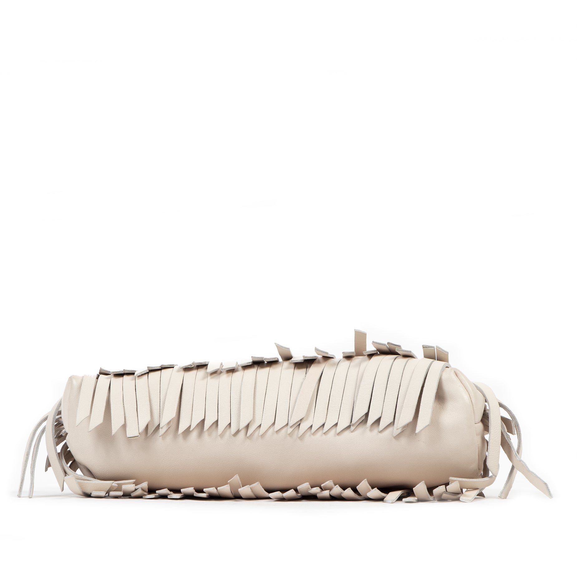 Valentino Cream Fringe Leather Evening Clutch