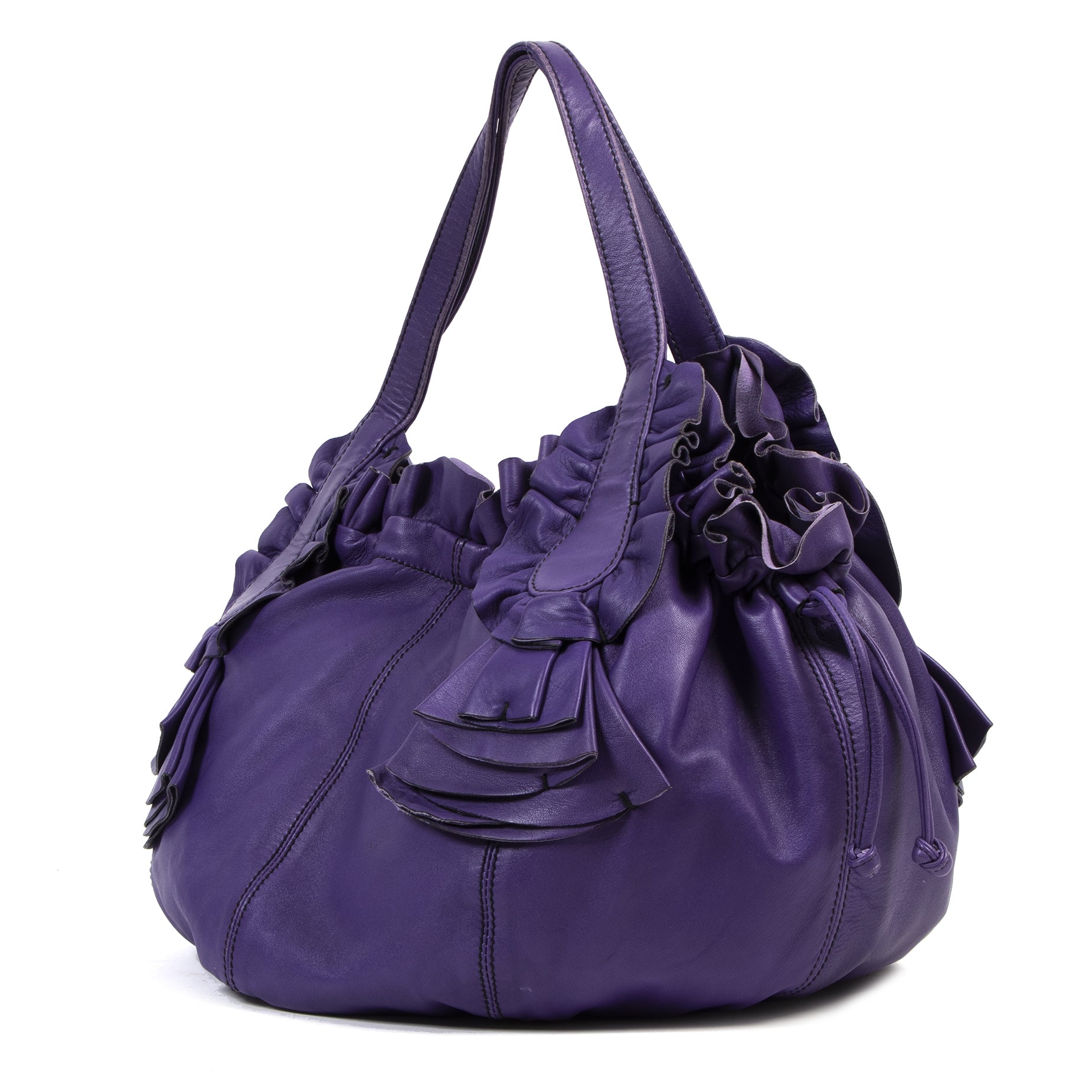 Authentic secondhand Valentino Purple Leather Hobo Shoulder Bag designer bags fashion luxury vintage webshop safe secure online shopping