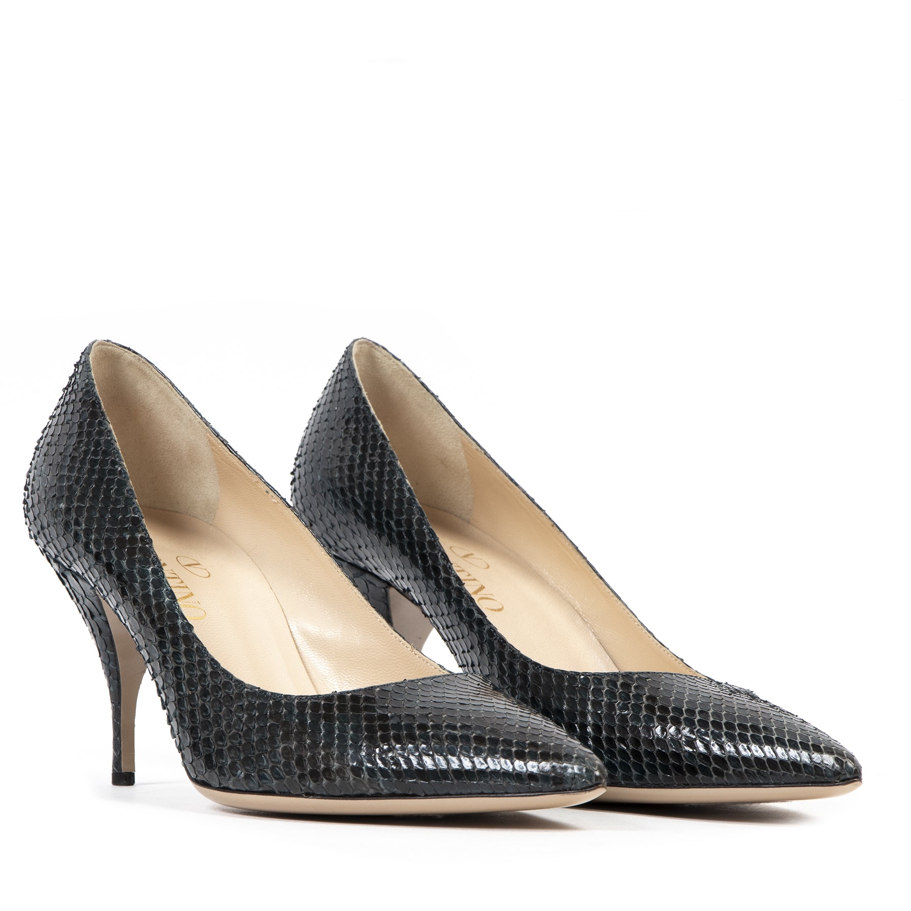 Valentino Teal Snakeskin Pumps - Size 40 available online at Labellov secondhand